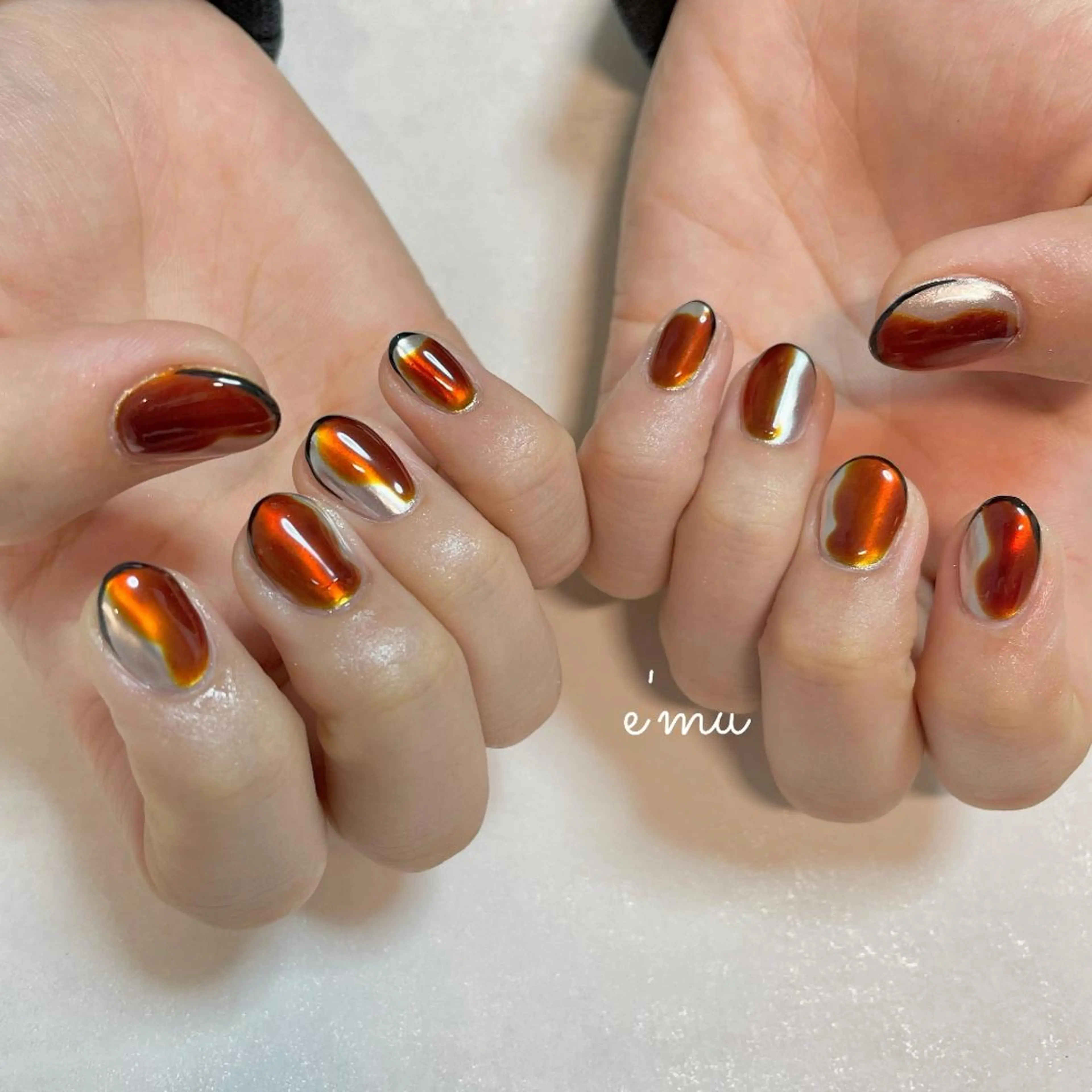 ネイル ミラーネイル ニュアンスネイル ハンドネイル nail salon e'mu💐のネイルデザイン