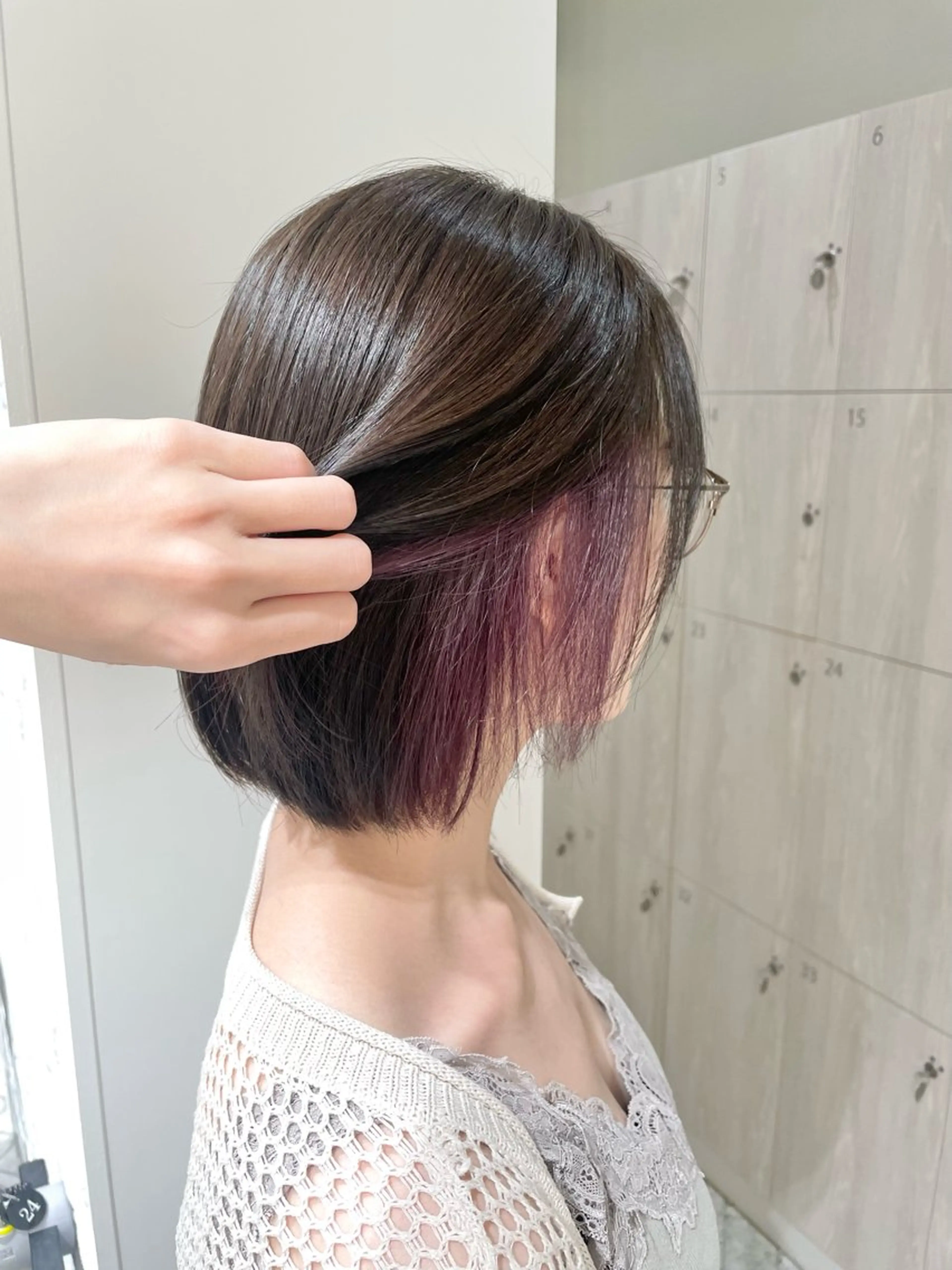 ショート カラー パープルカラー ヘアカラー miyu 美髪縮毛矯正𓂃꙳⋆のヘアスタイル