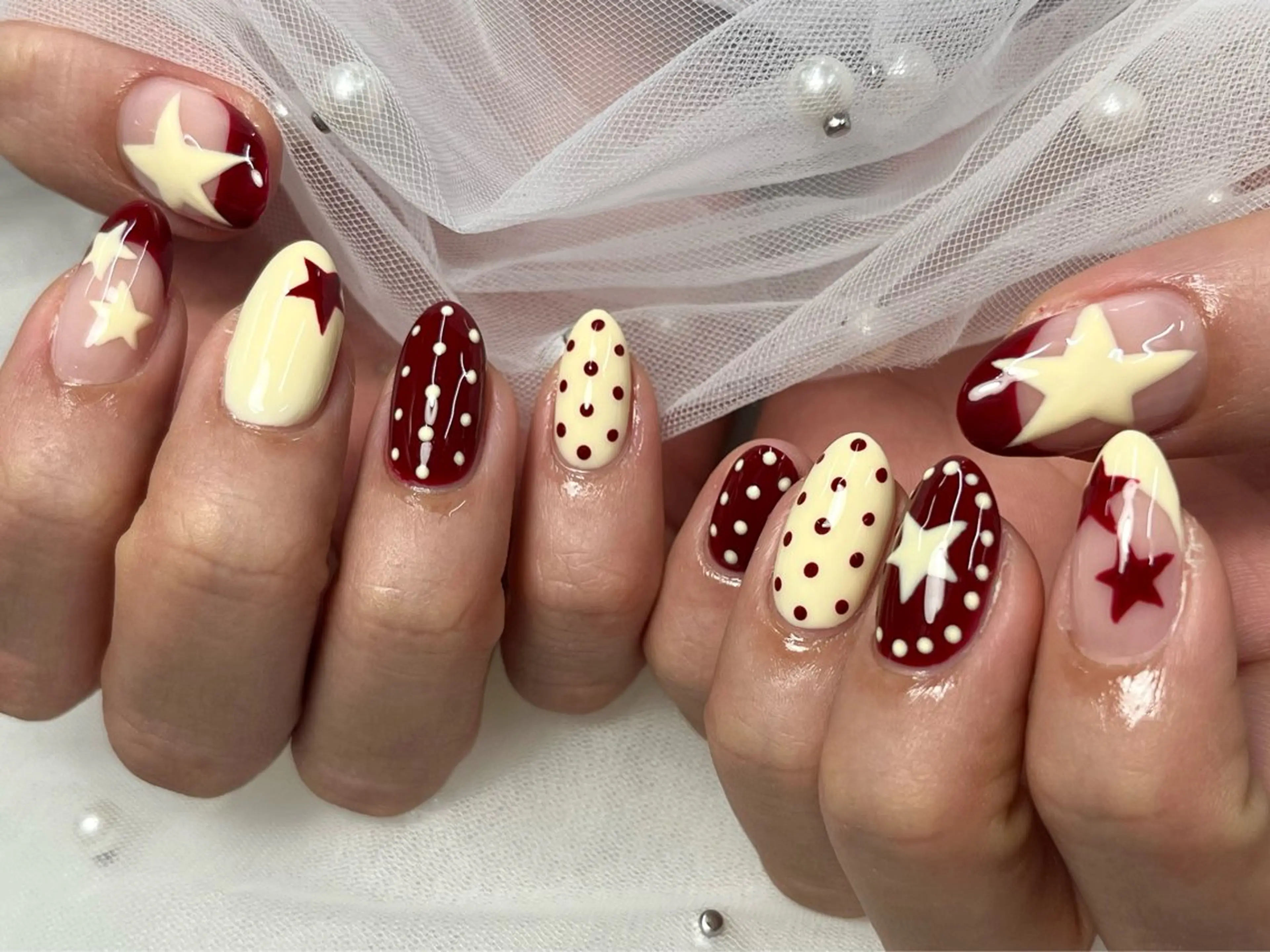 ネイル ドット フレンチネイル 韓国ネイル ショートネイル シンプルネイル ハンドネイル ToliyDeliy Mayuのネイルデザイン