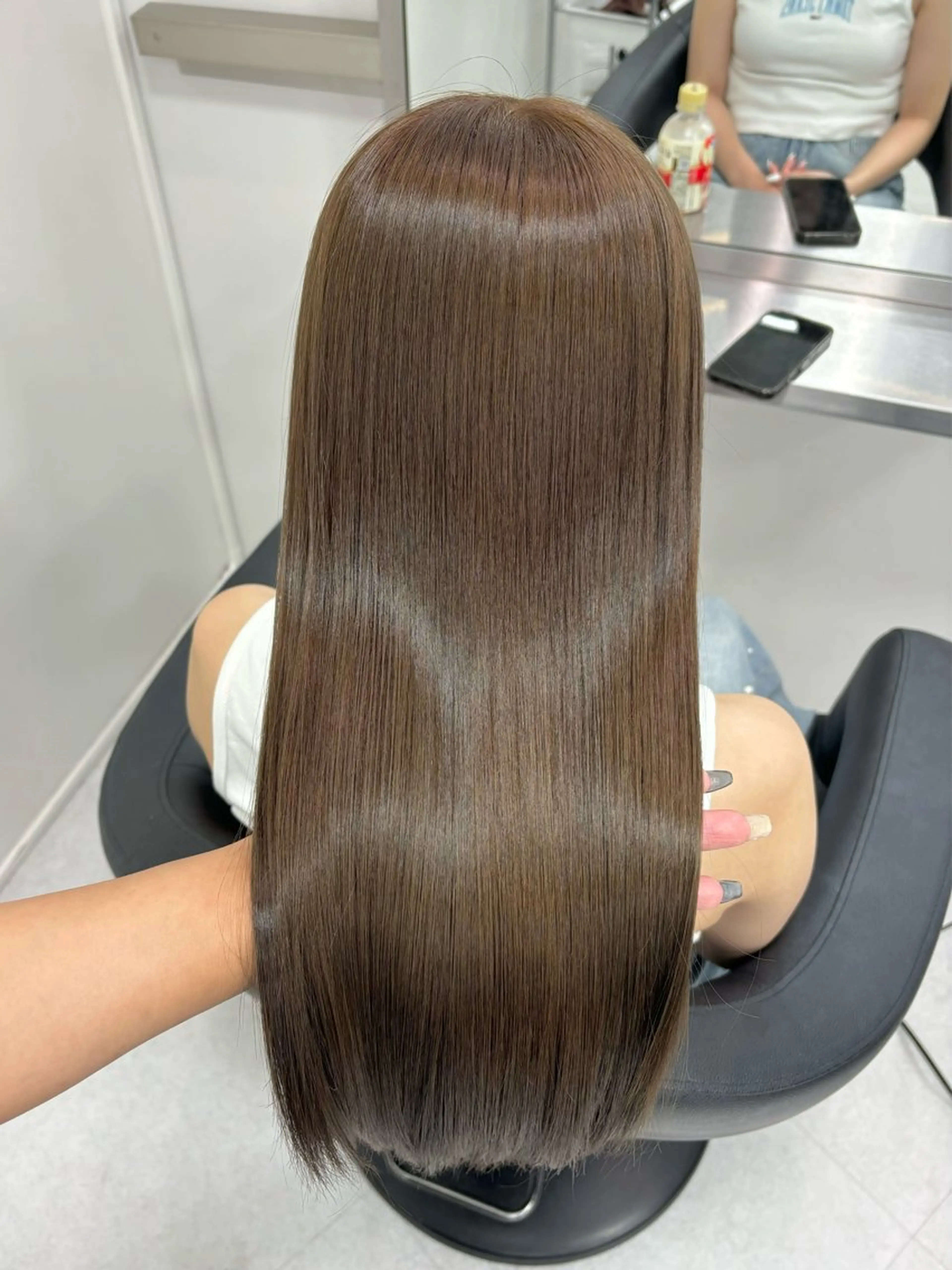 ロング カラー ベージュカラー フォギーベージュ 顔周りカット 縮毛矯正 カット ヘアカラー Beleza Era所属・韓国レイヤー/ 縮毛矯正🎀minaのヘアスタイル