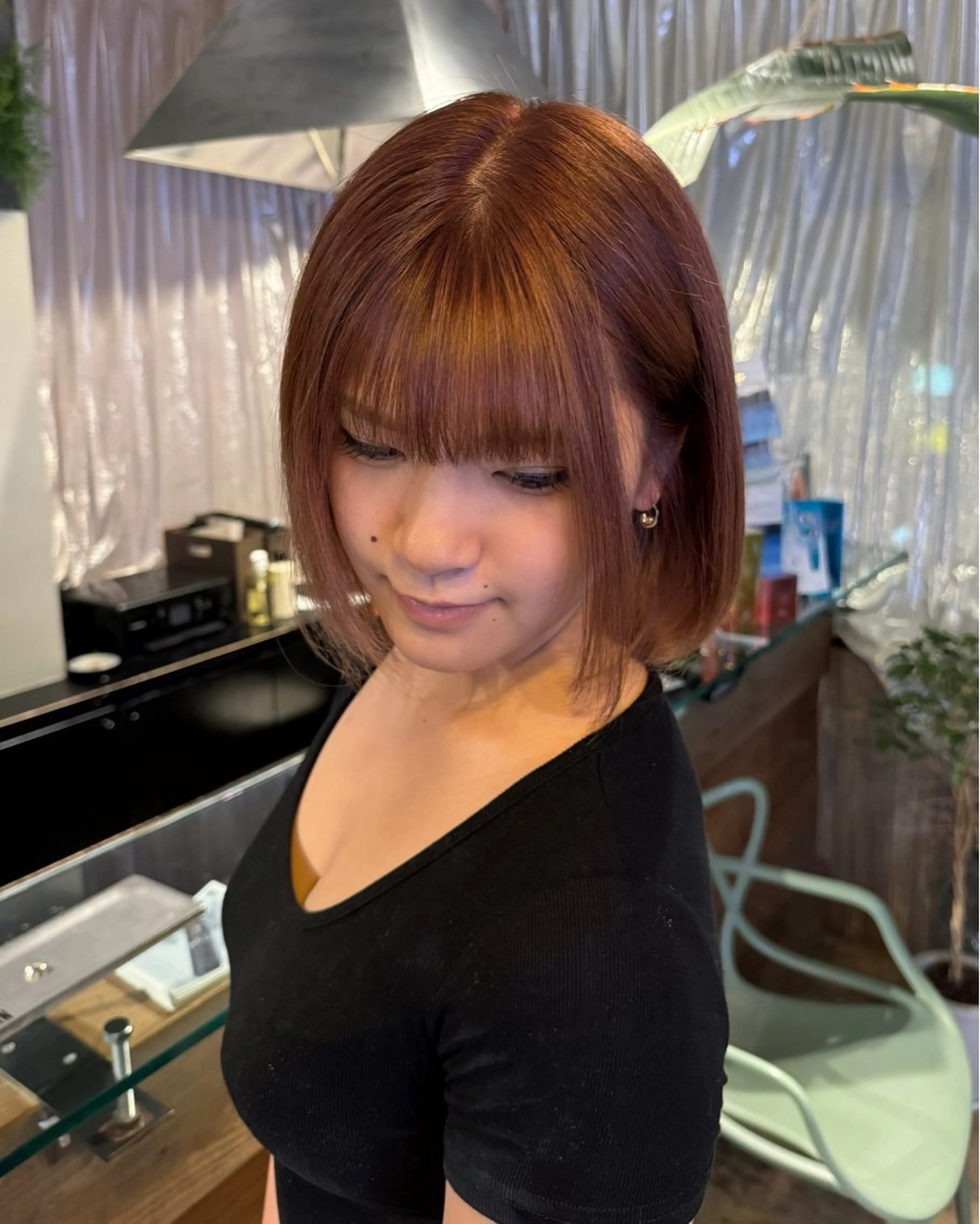 カラー ブラウンカラー ピンクカラー ヘアカラー BEHIND THE CURTAIN りこのヘアスタイル