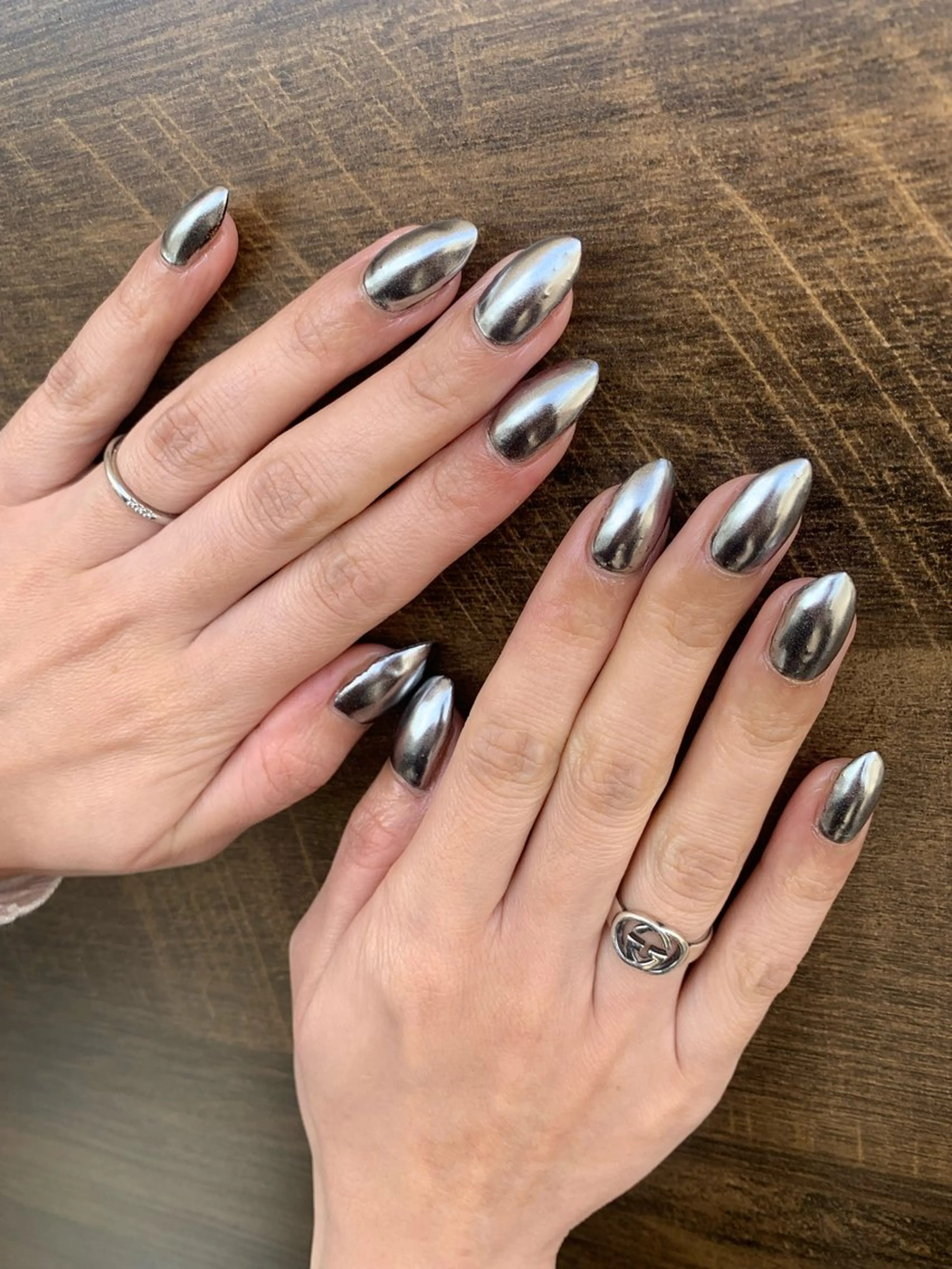 ネイル ミラーネイル シルバー Coconail 恭子のネイルデザイン