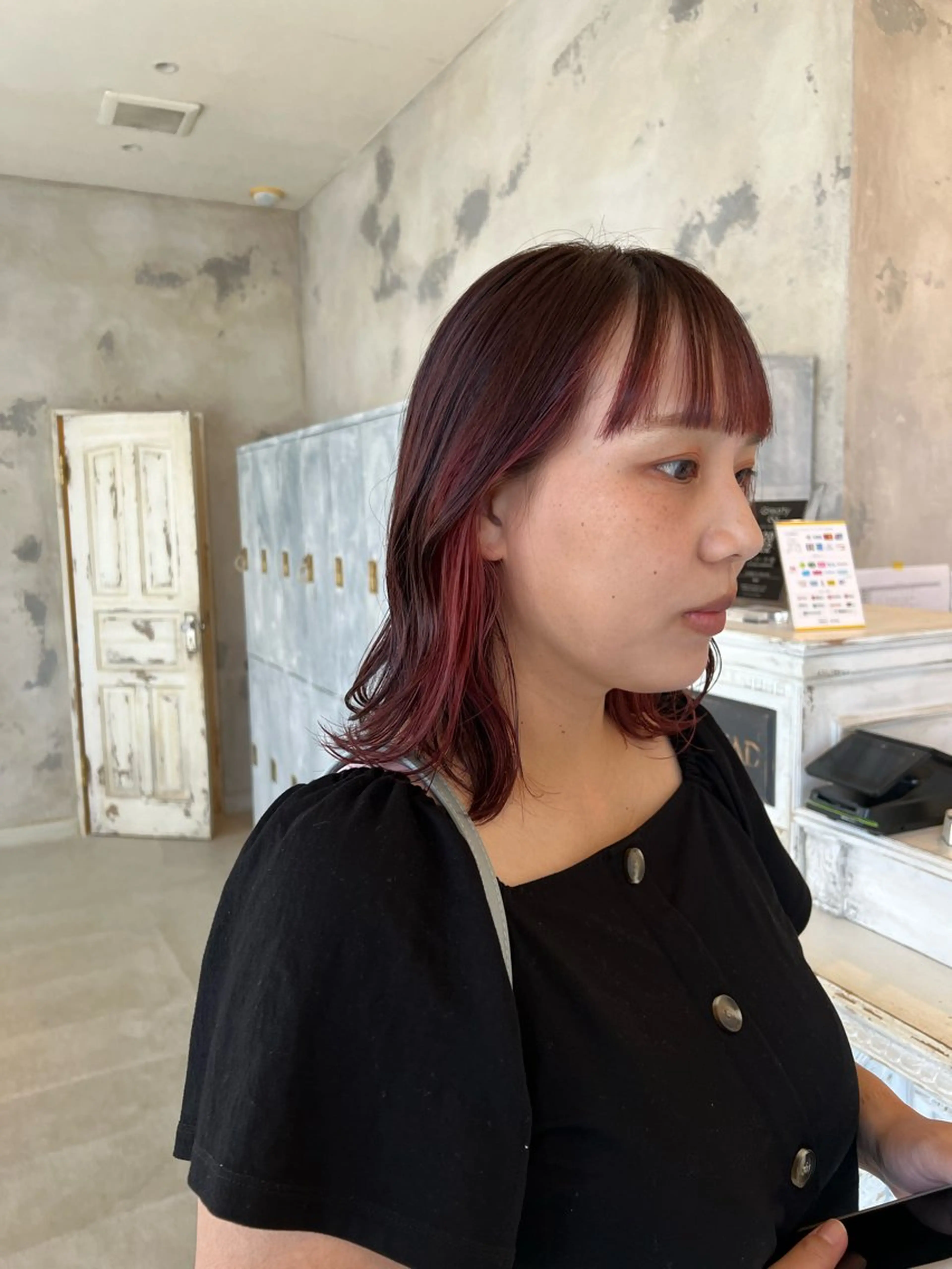 ミディアム カラー 顔周りカット SALOWIN熊本 yuseiのヘアスタイル