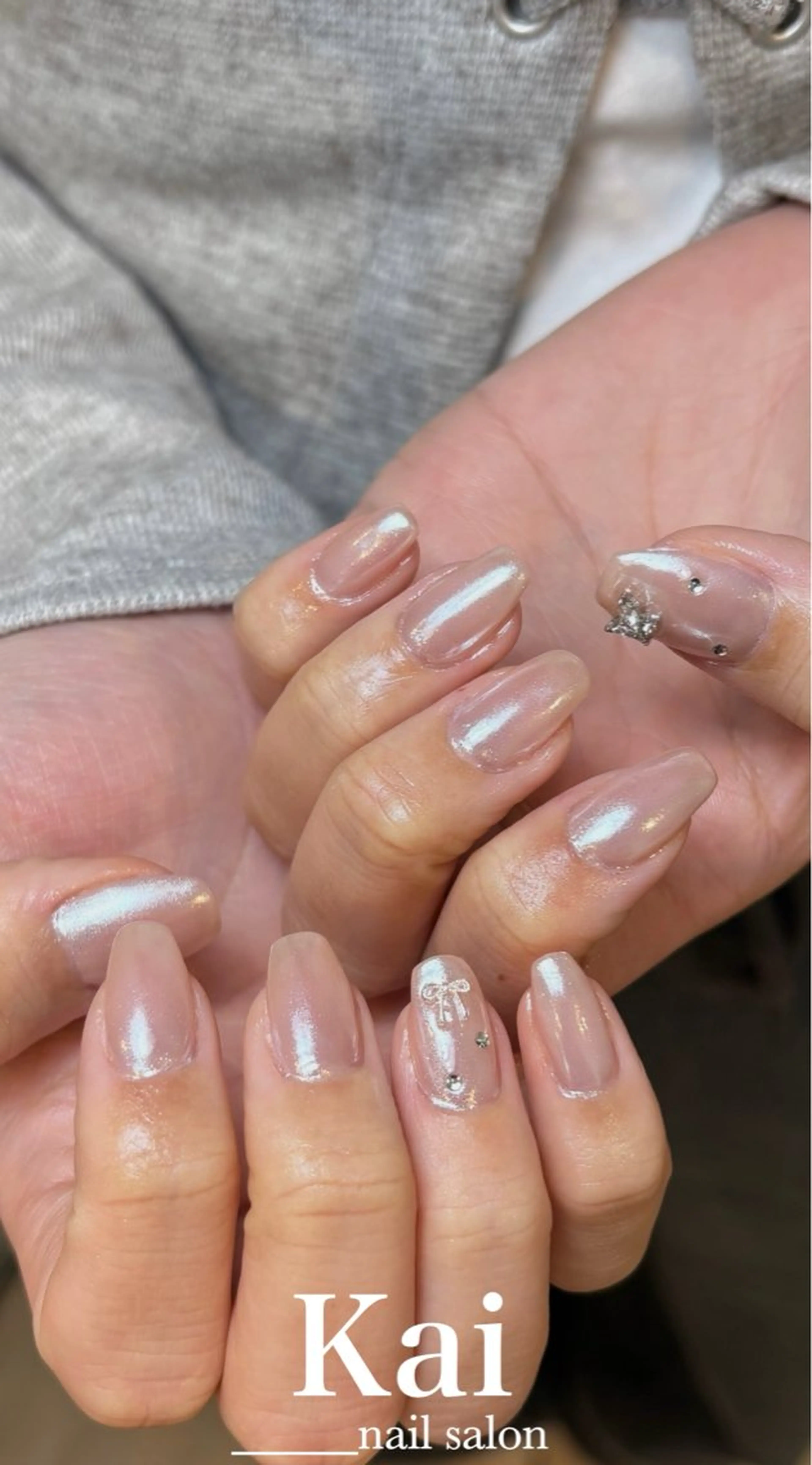 ネイル レース ミラーネイル ピンク ホワイト ハンドネイル Kai  nail Mayukoのネイルデザイン