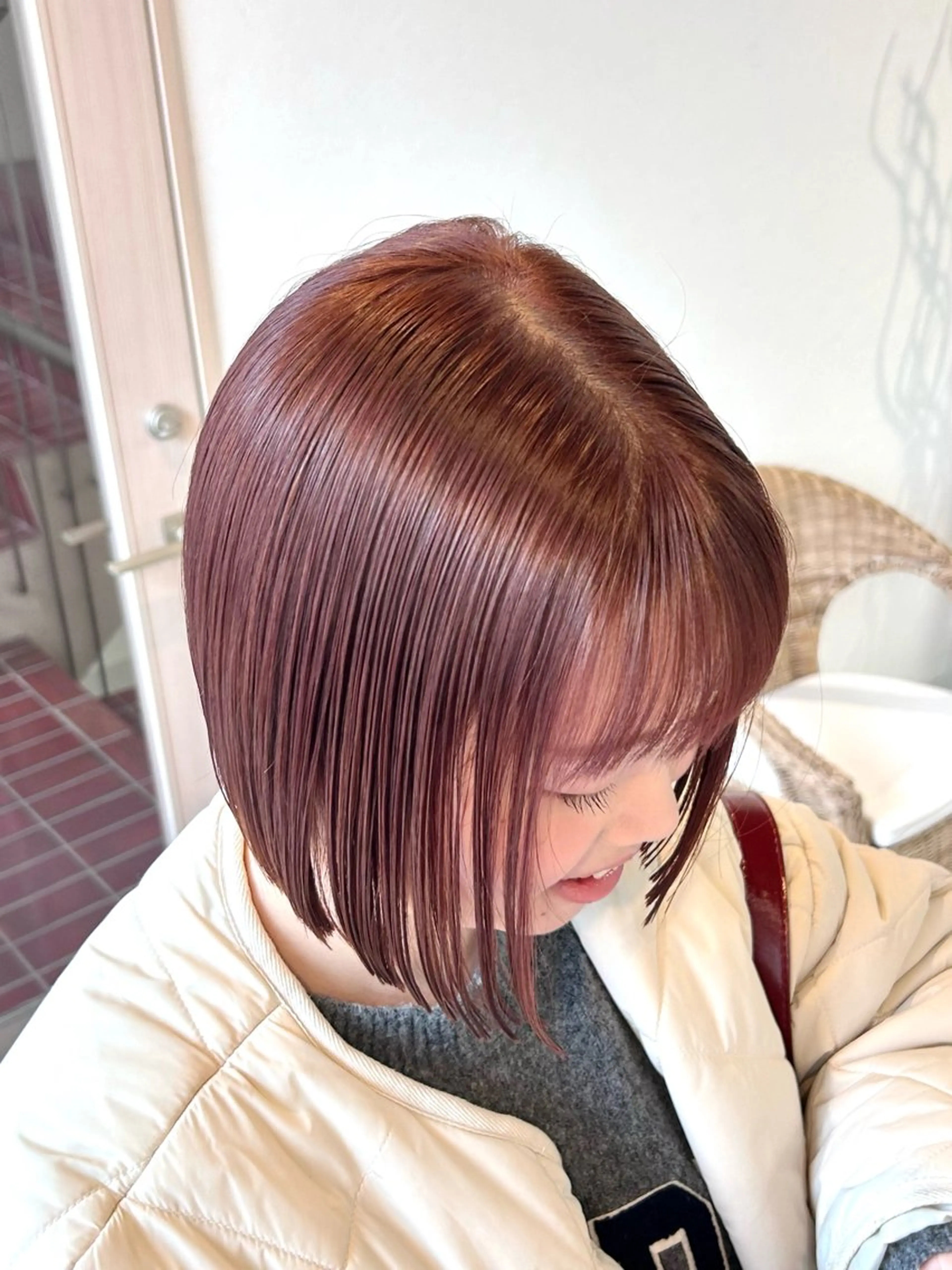 ミディアム カラー ブラウンカラー ピンクカラー ピンクブラウン カット ヘアカラー トリートメント ハイライト/レイヤー /艶髪/吉田愛望のヘアスタイル