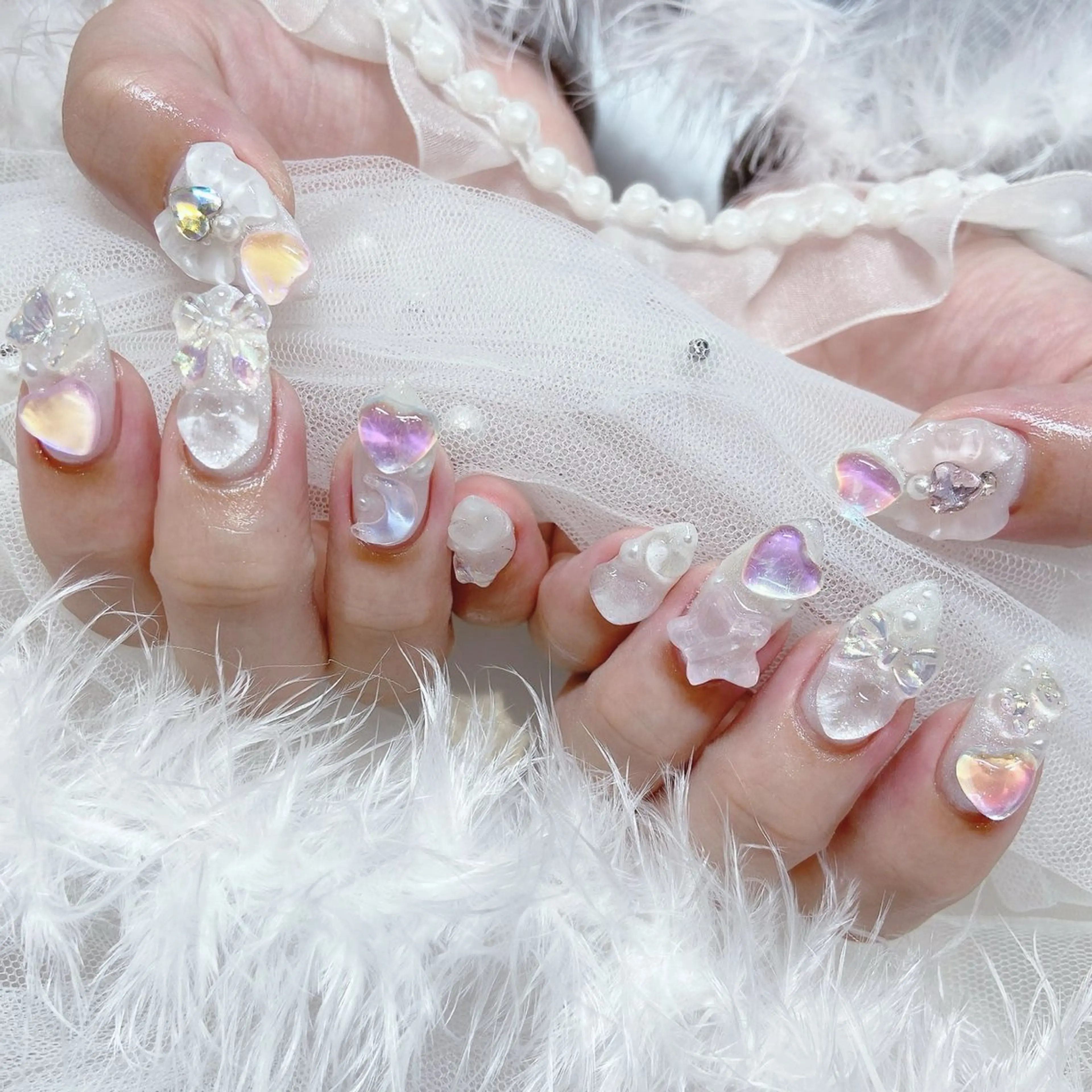 ネイル クリアネイル ホワイト ハンドネイル Nail lieNのネイルデザイン