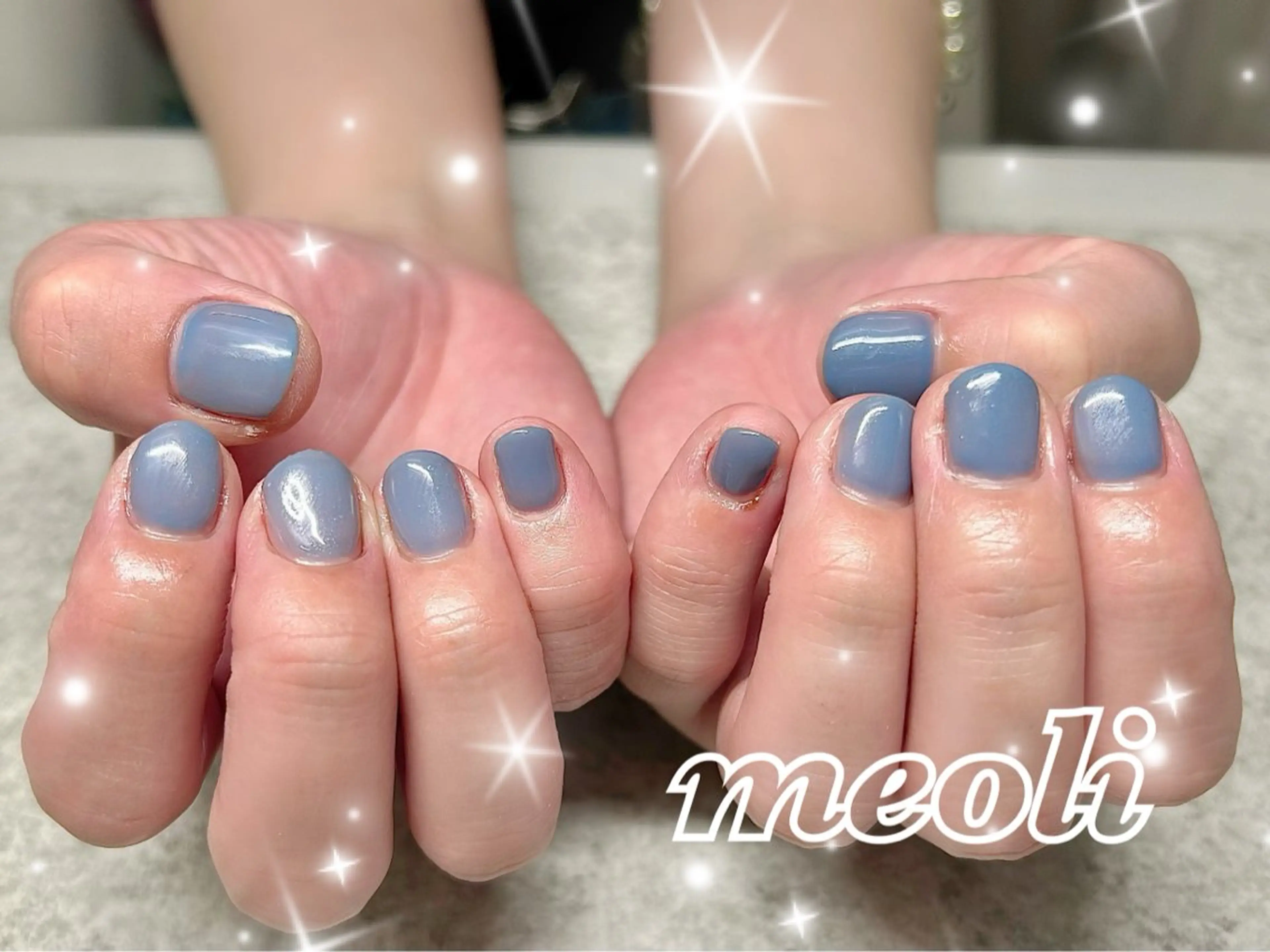 ネイル ブルー ハンドネイル nail salon meoli　アヤのネイルデザイン
