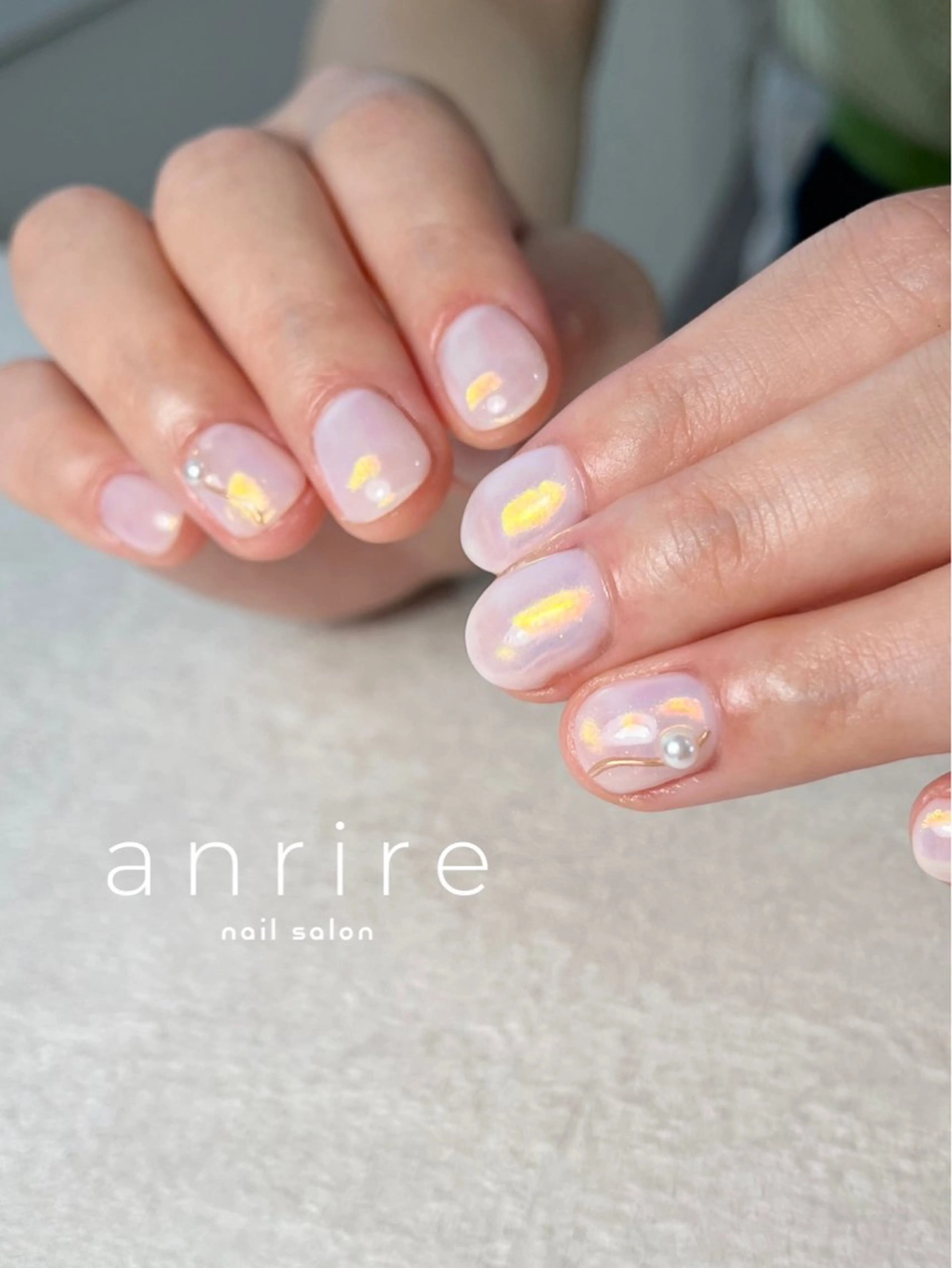 ネイル オーロラネイル ジェルネイル ミラーネイル パラジェル ピンク ハンドネイル nailsalon anrireのネイルデザイン