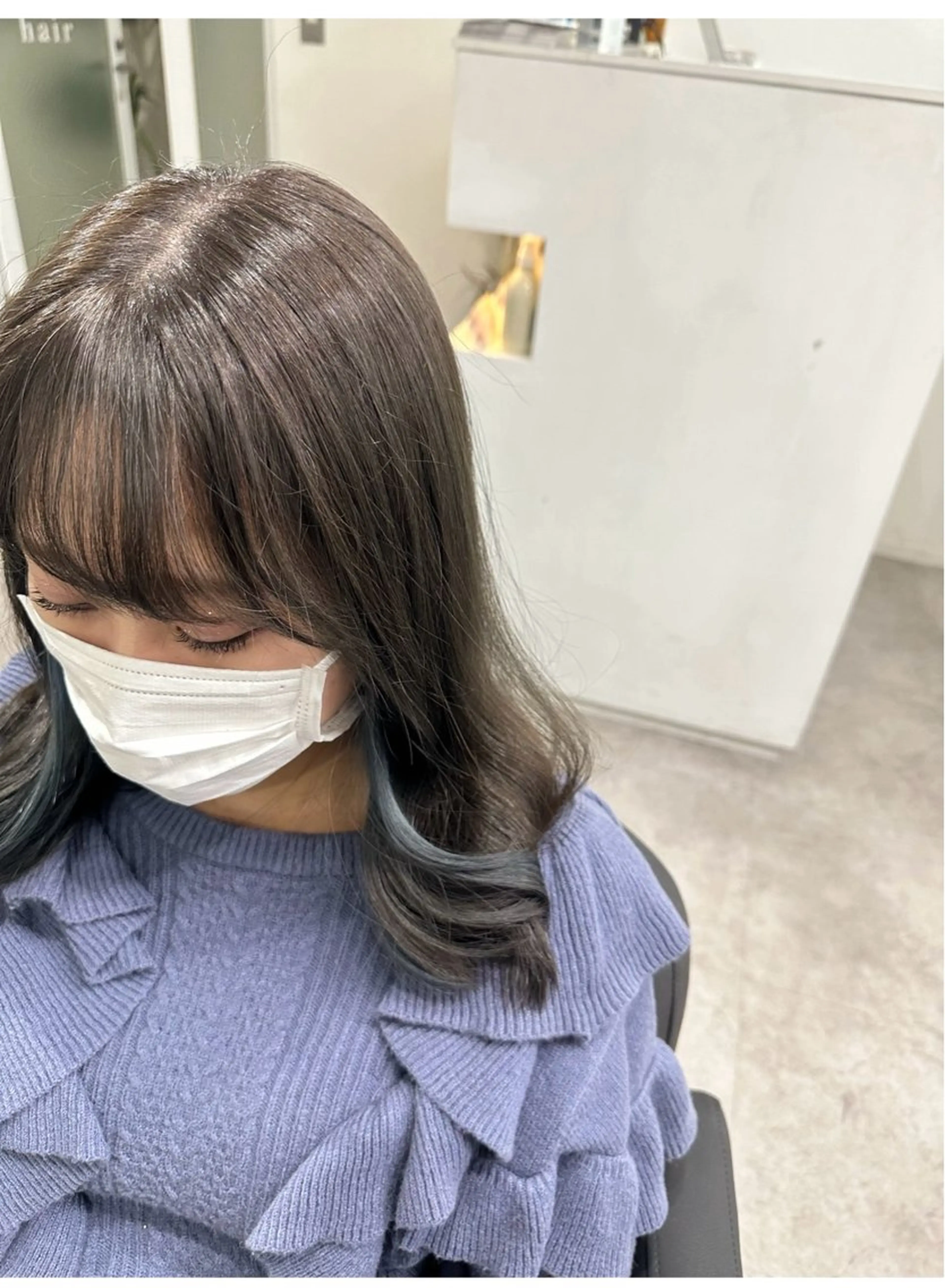 ミディアム カット 縮毛矯正 🫧とぅるん艶髪🫧 透明感カラー×猿渡のヘアスタイル