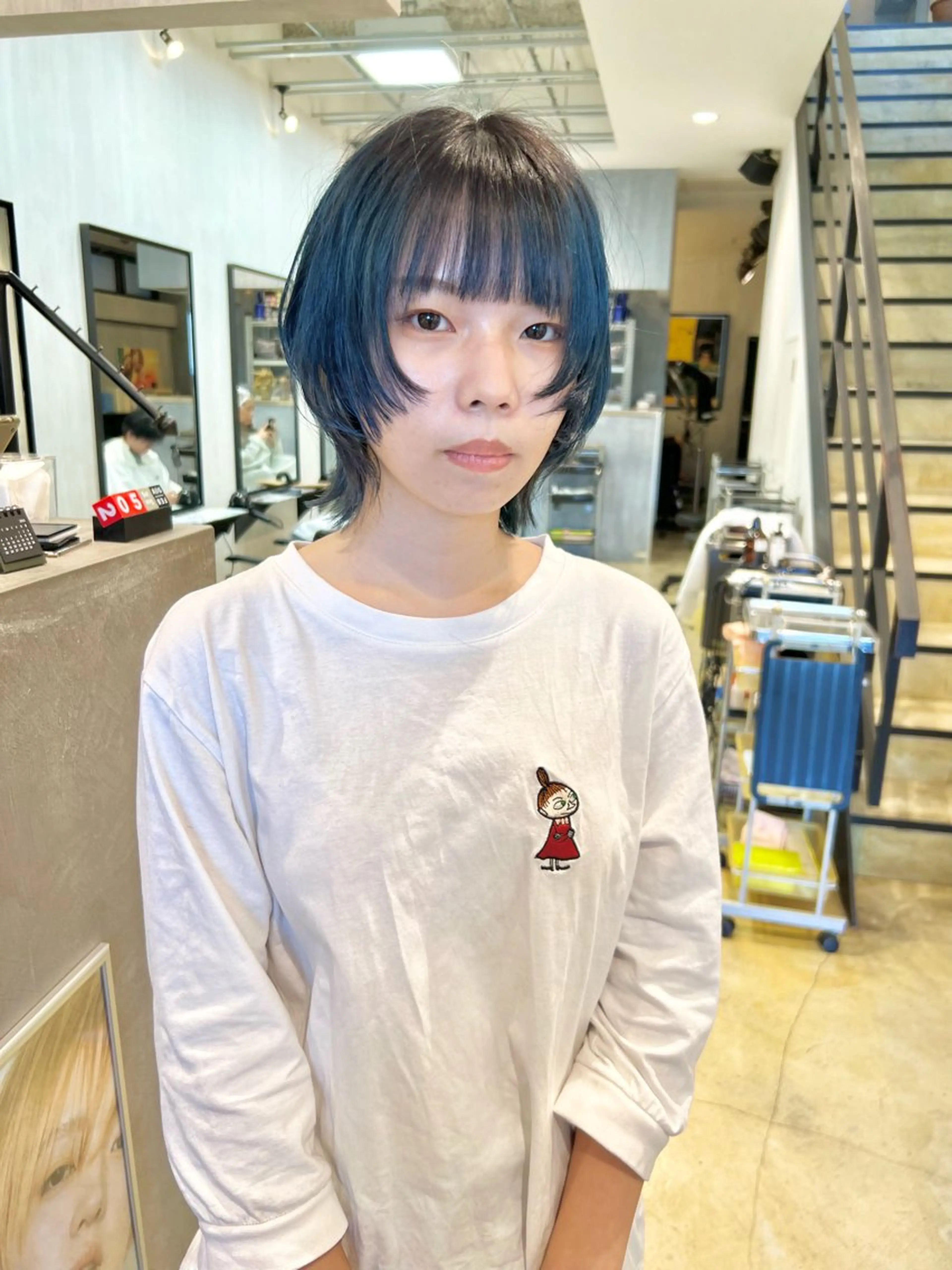 ショート カラー ブルーカラー ウルフカット メンズパーマ/フェ ザーパーマ/古川晴輝のヘアスタイル