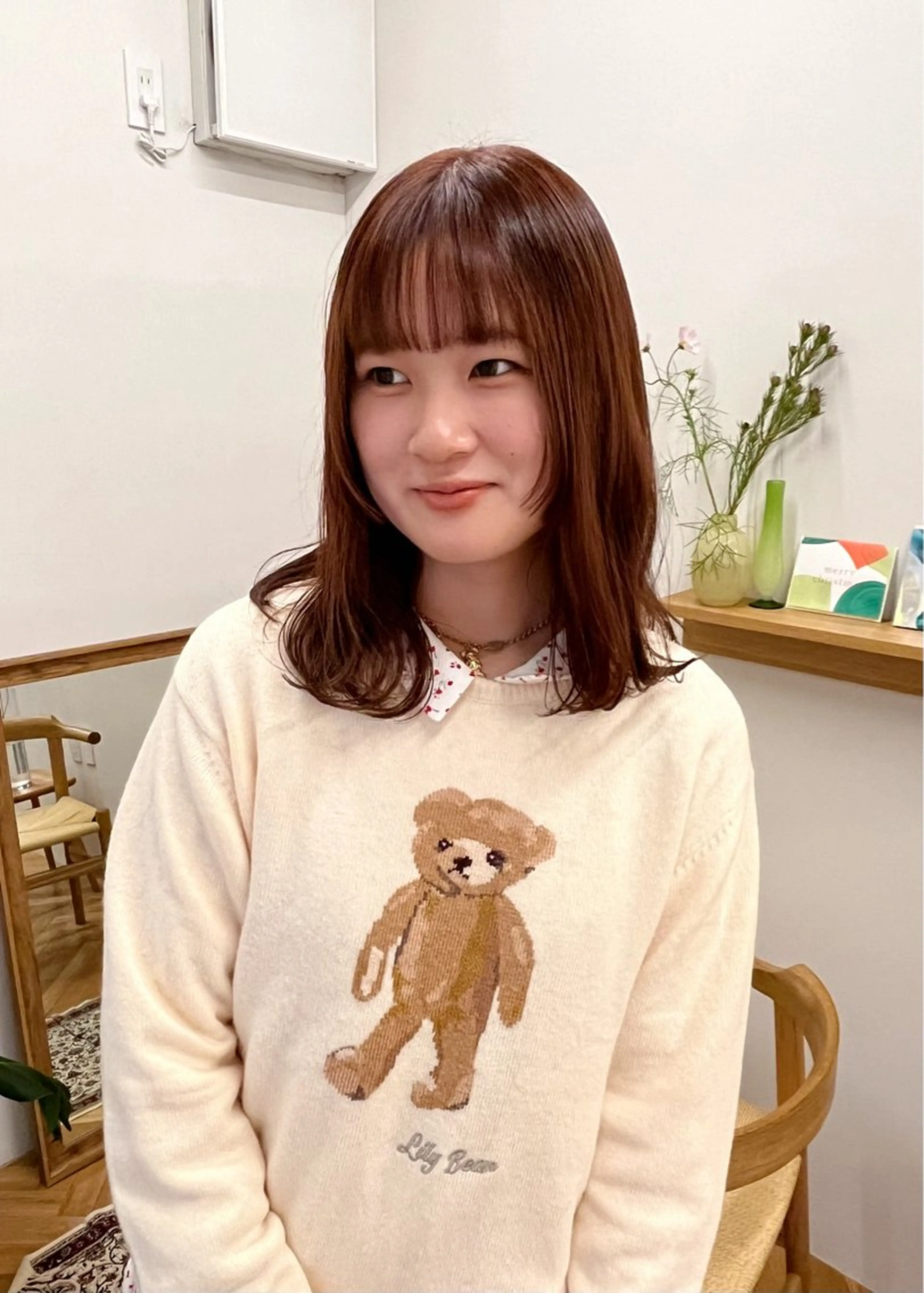 ミディアム カラー ブラウンカラー オレンジ オレンジブラウン 西山 紗耶香🪽 透明感カラー/ボブのヘアスタイル