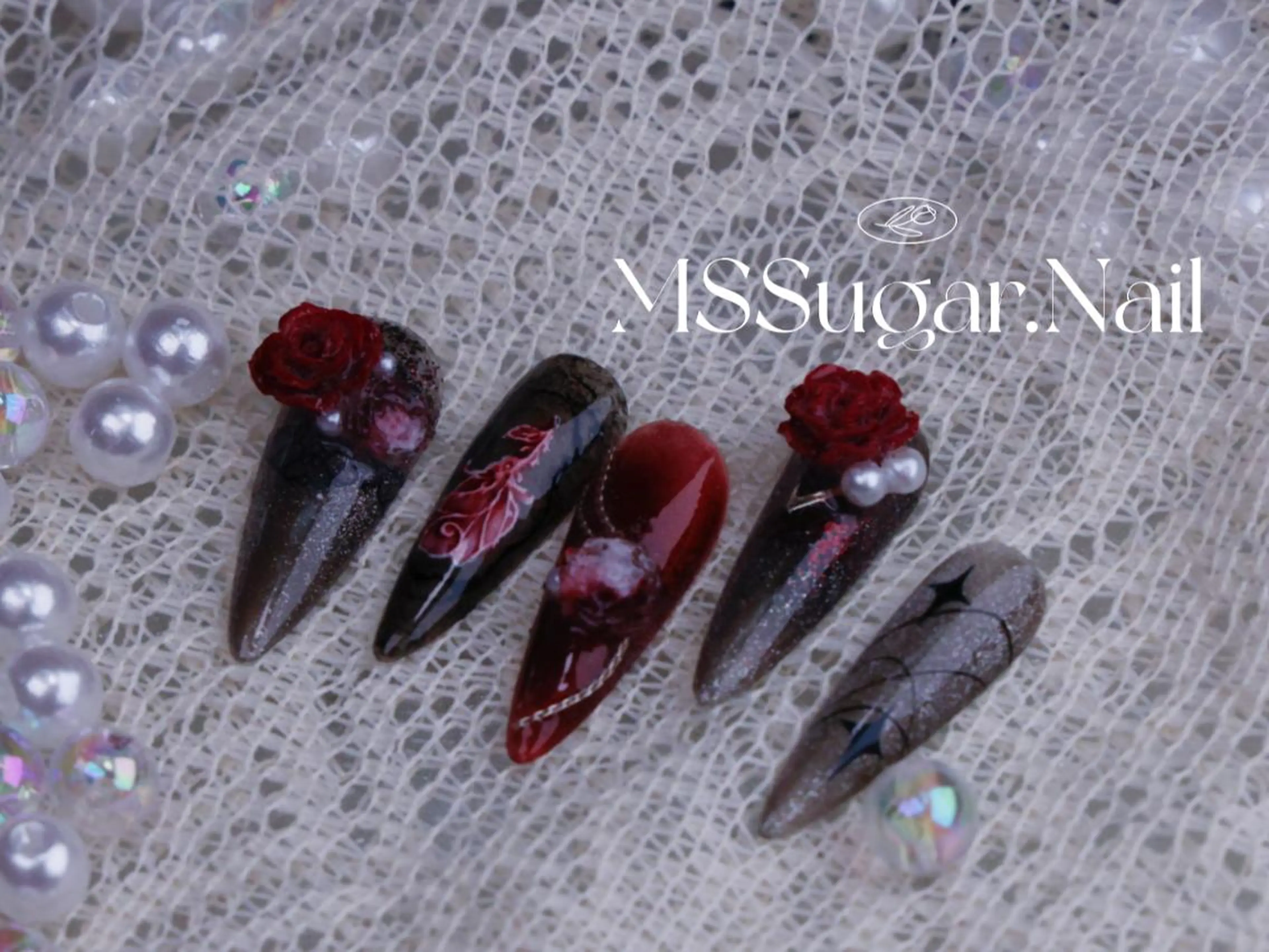 ネイル ハロウィン ロングネイル マグネットネイル スカルプネイル ネイルチップ MSSugar Nailのネイルデザイン