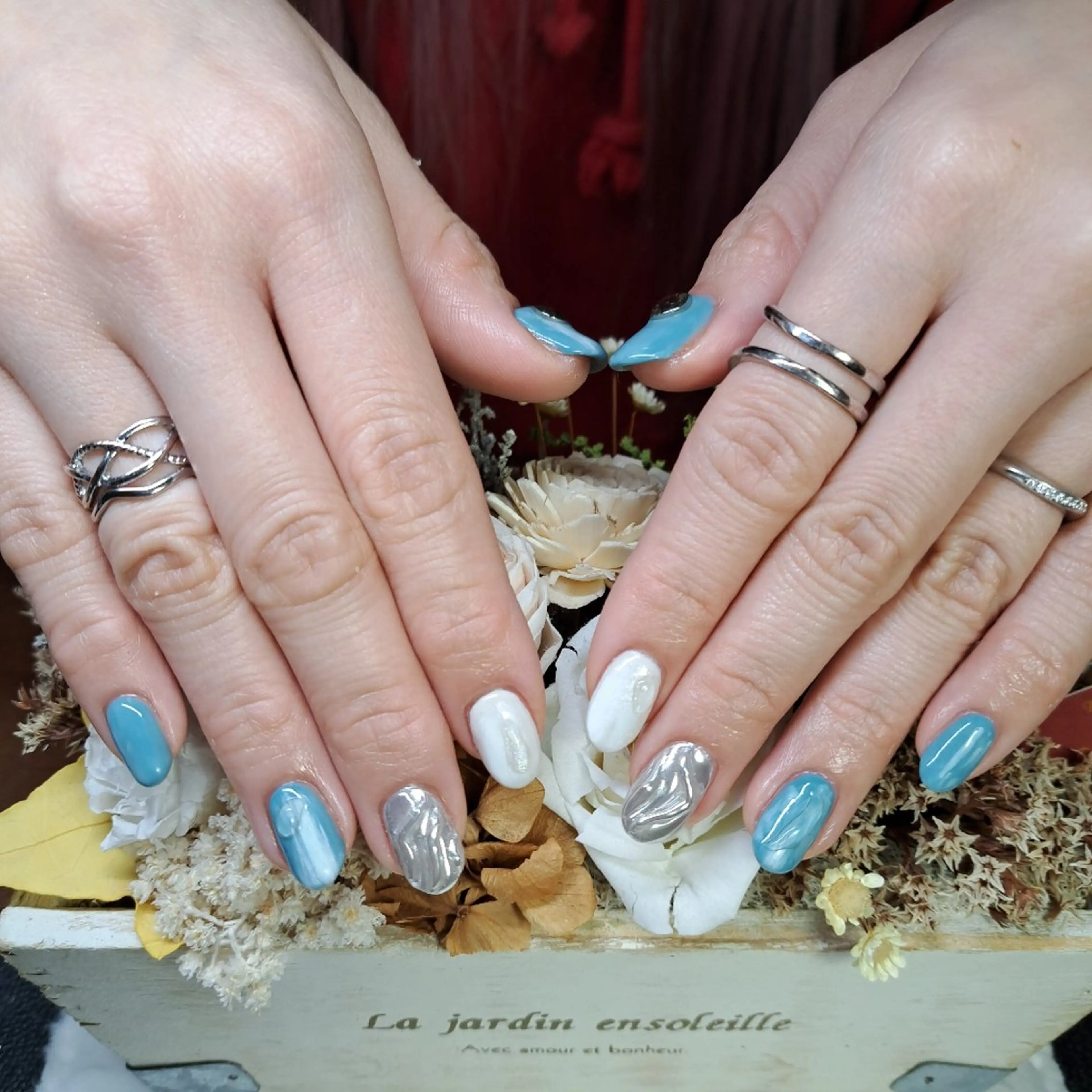 ネイル ブルー HAYASHI  Nのネイルデザイン