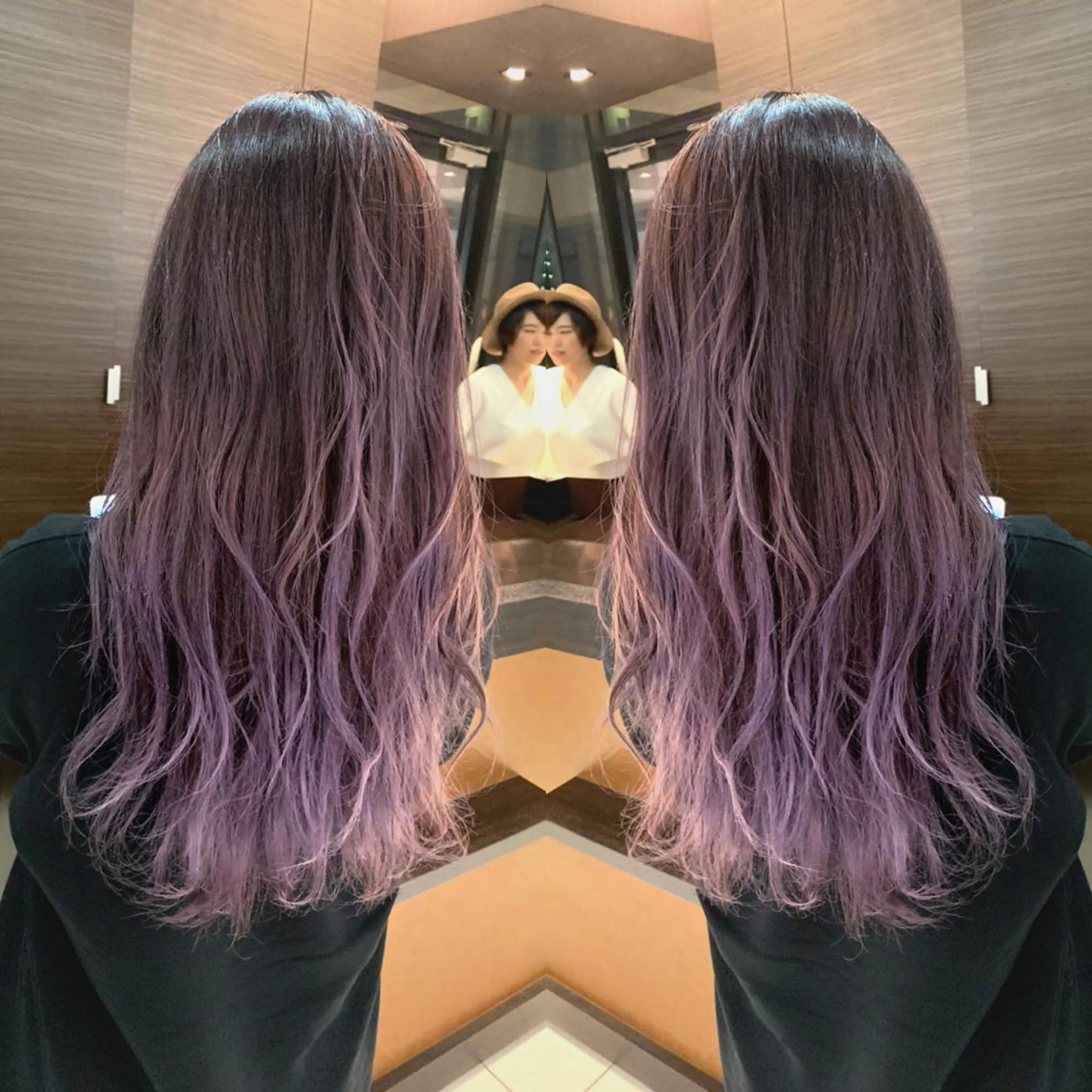 ロング カラー ヘアアレンジ グラデーションカラー レッドカラー Merci メルシー 福岡、今泉のヘアスタイル