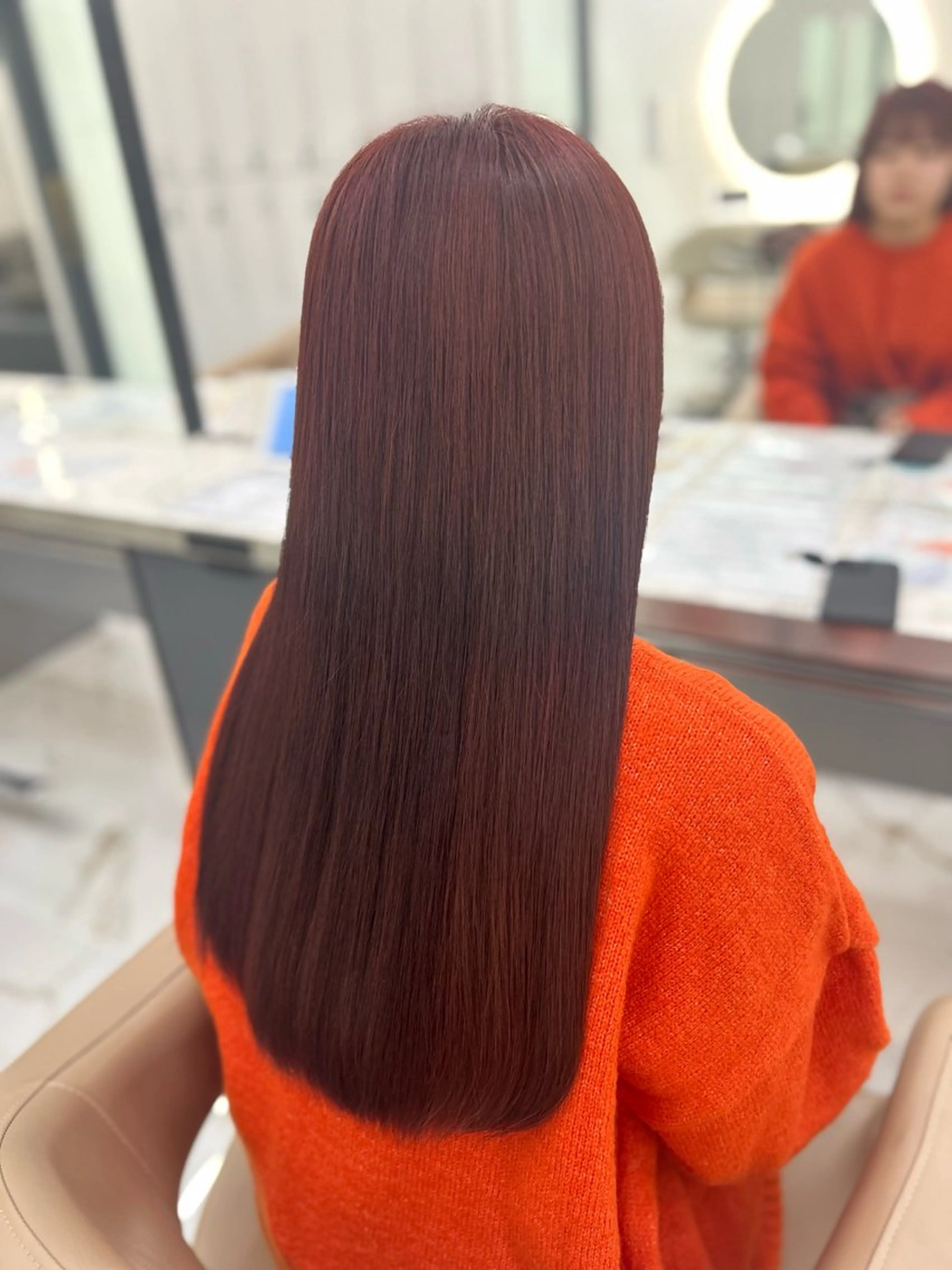 ロング カラー ブリーチ レッドカラー 💜オタク美容師💙 ゆうなのヘアスタイル