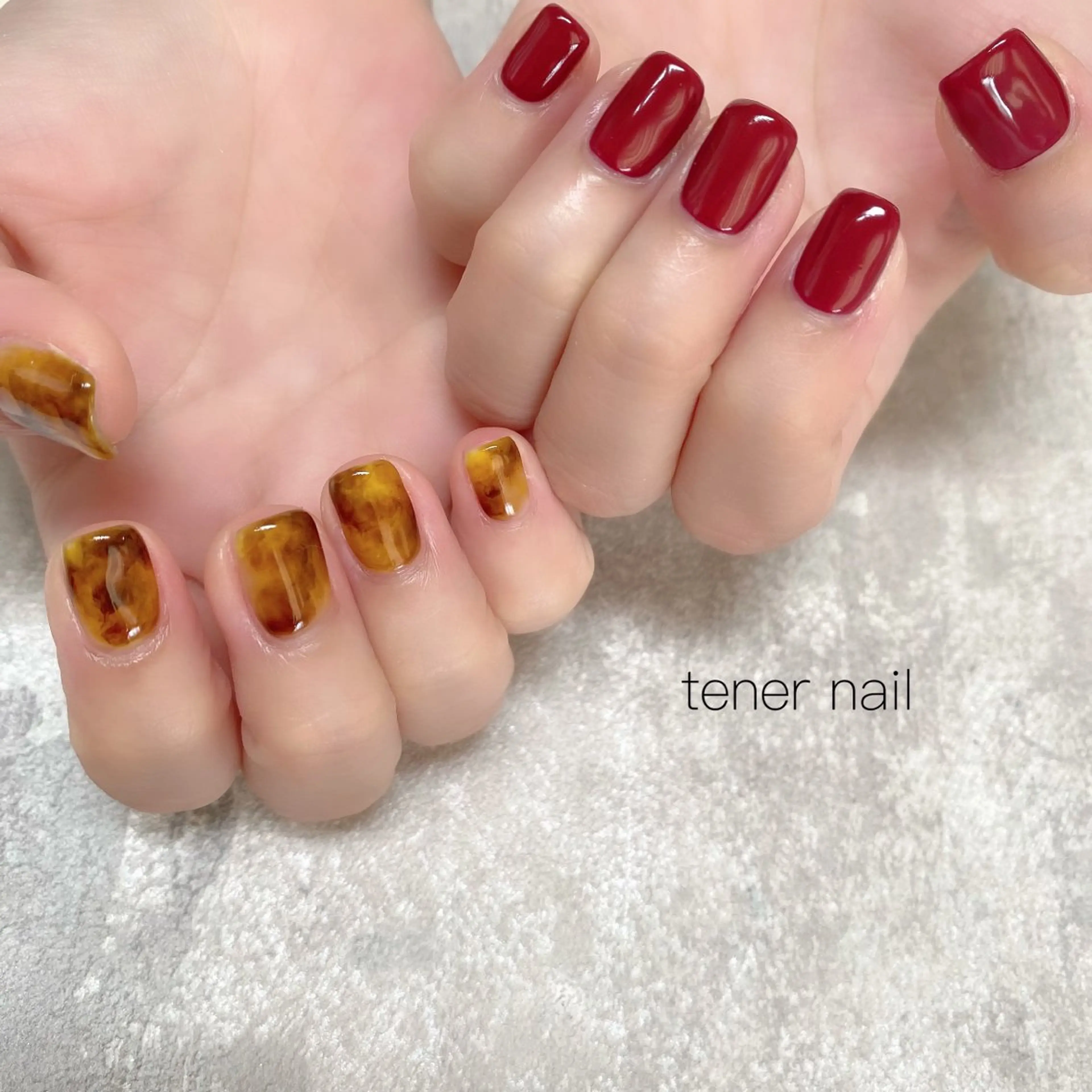 ネイル べっ甲ネイル ボルドー ハンドネイル tener  nail  テネルネイル所属・テネルネイル tener nailのネイルデザイン