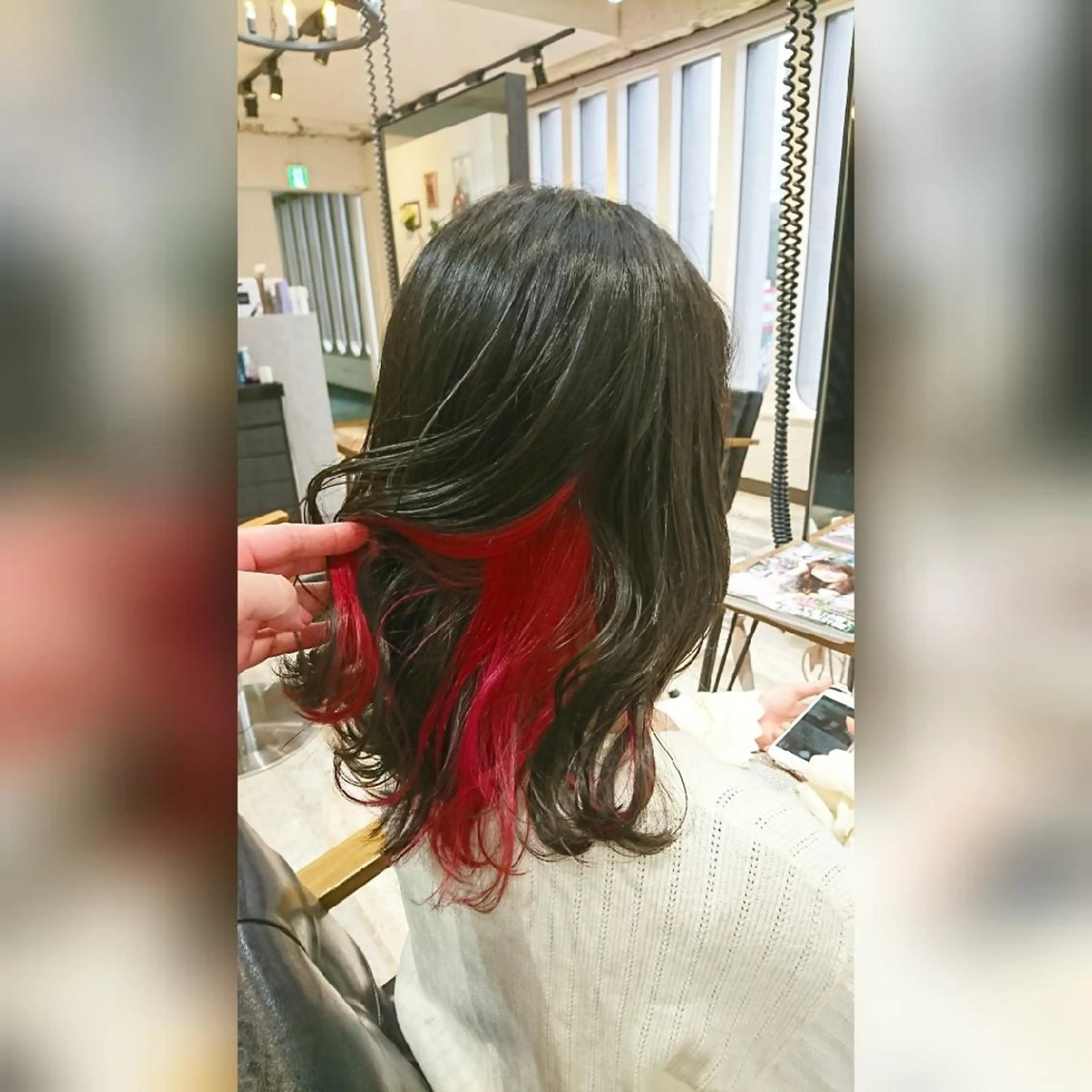 ミディアム カラー インナーカラー ピンクカラー 艶カラー/インナー /グラデ/大西小百合のヘアスタイル