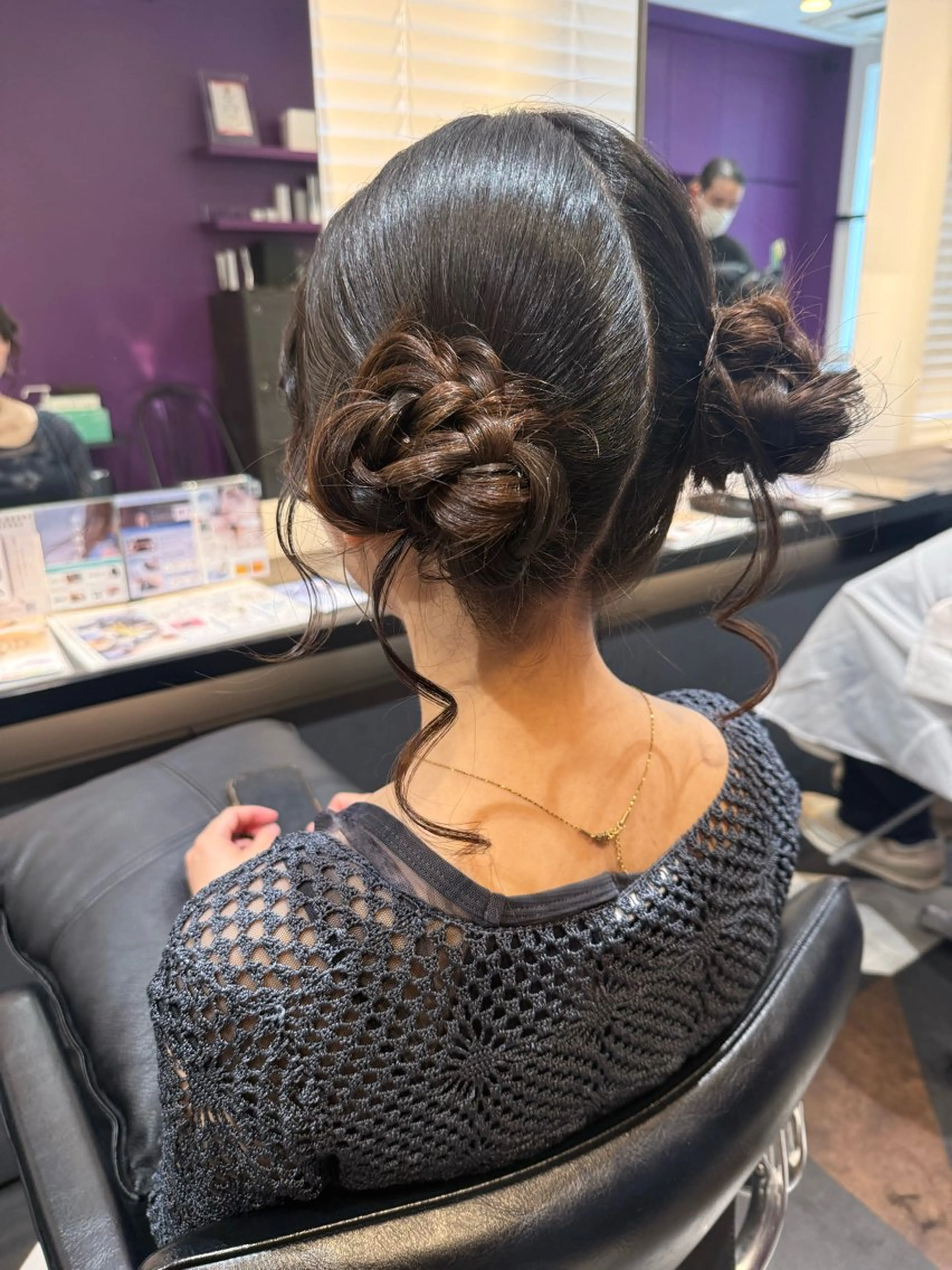ミディアム ヘアアレンジ お団子ヘア 加藤 まりえのヘアスタイル