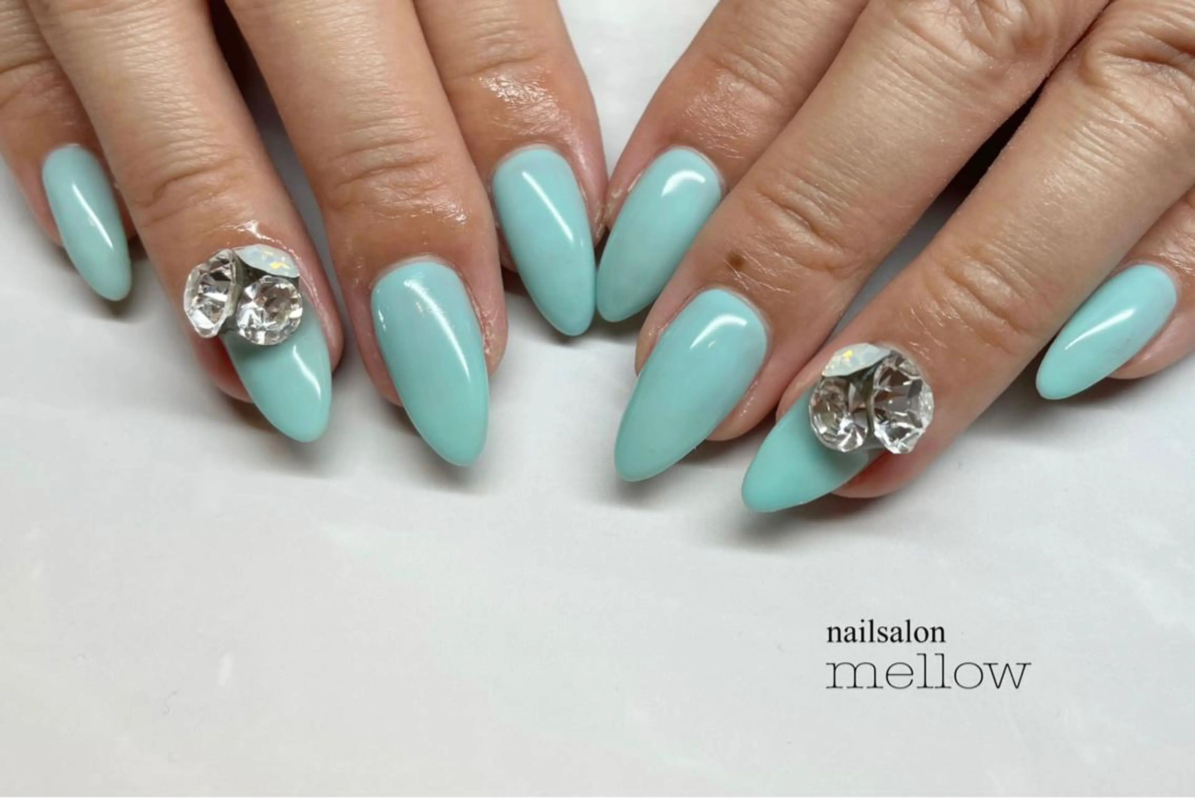 ネイル ブルー ストーンネイル 大山 浩美のネイルデザイン