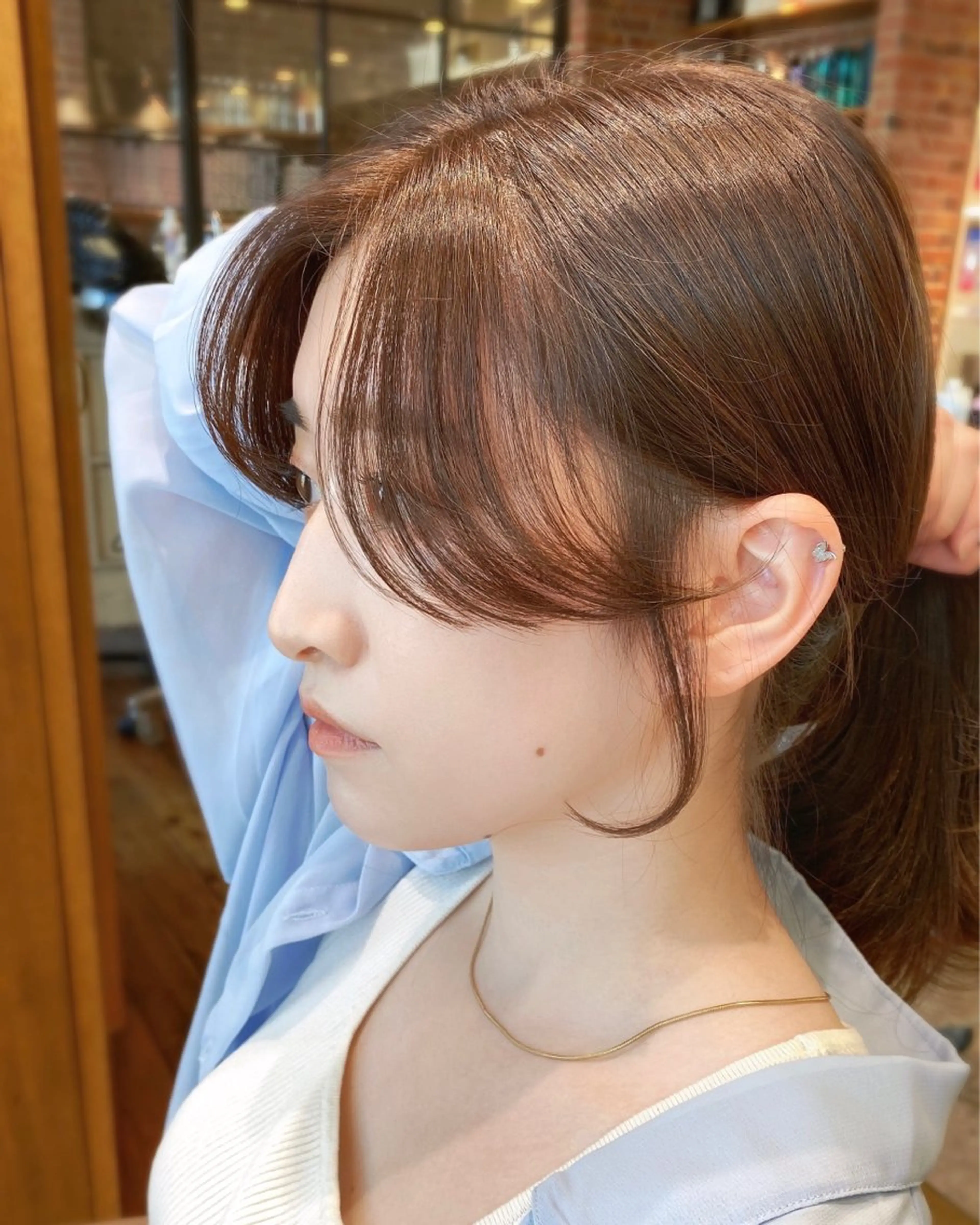 ミディアム カラー 顔まわりカット🌟 くびれヘア/寺門遥輝のヘアスタイル