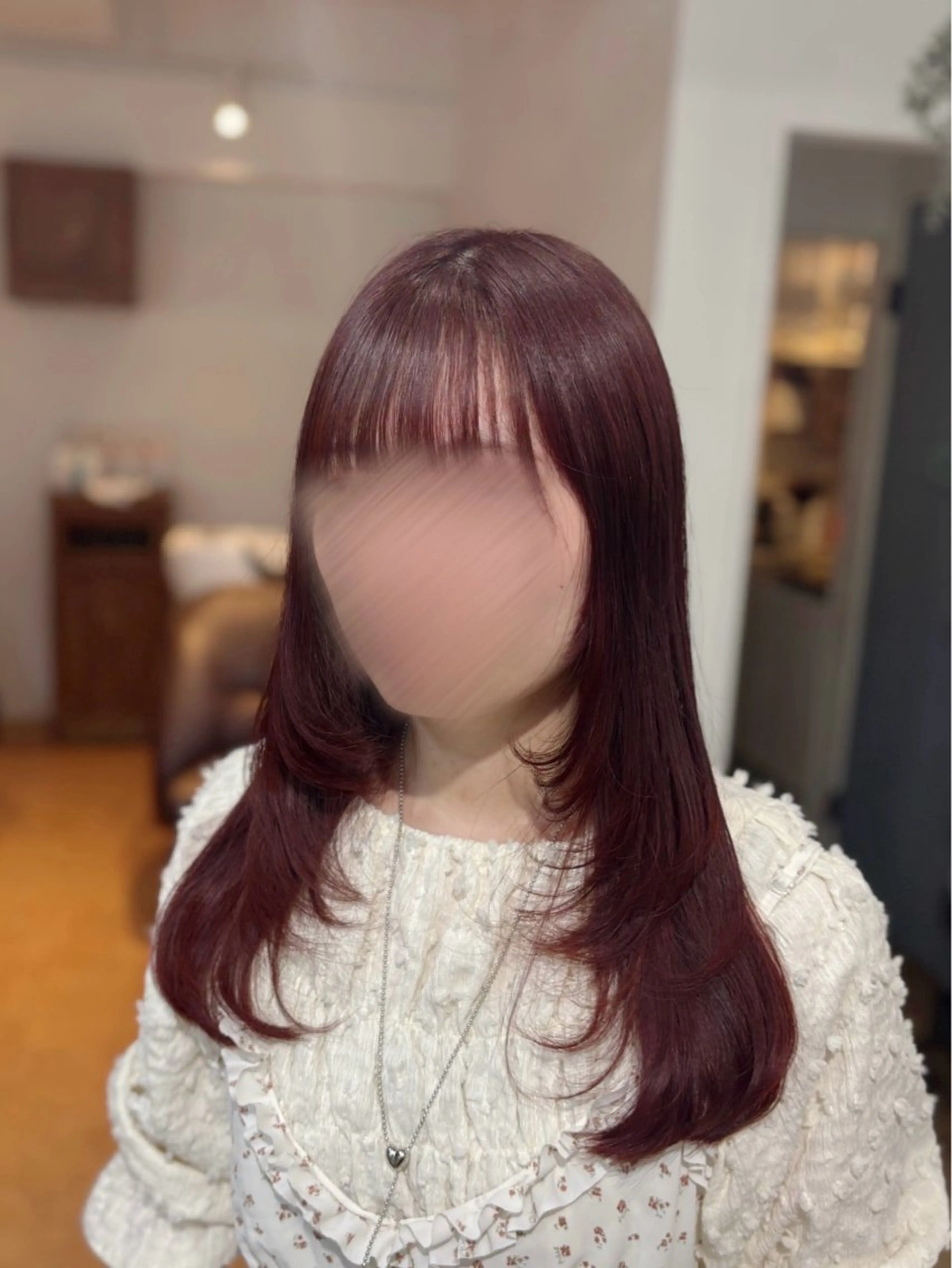 ロング レイヤーカット ピンク・ラベンダー/ レイヤー/NANAのヘアスタイル