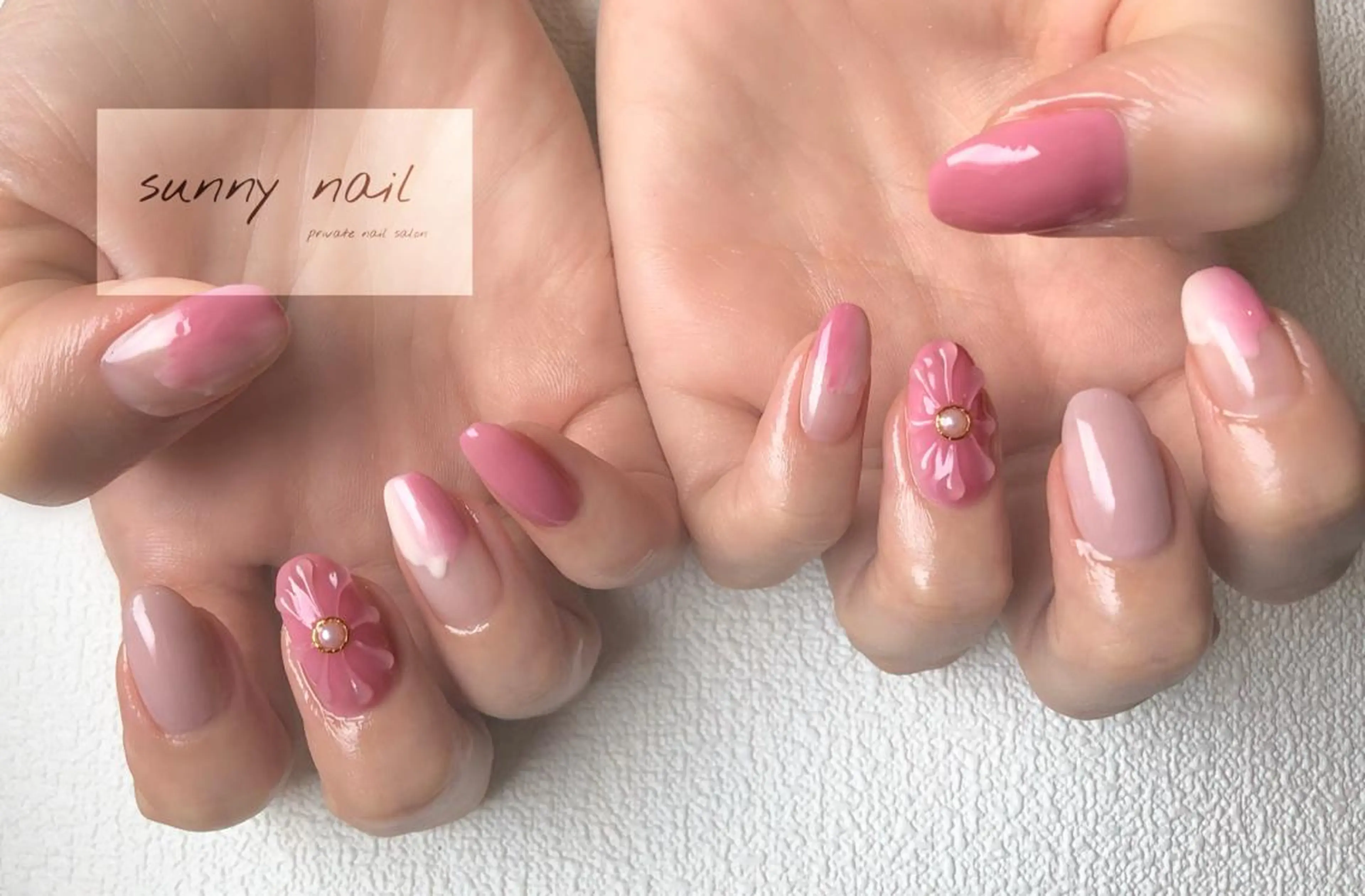 ネイル フラワーネイル ジェルネイル ニュアンスネイル オレンジ パラジェル sunny nailのネイルデザイン