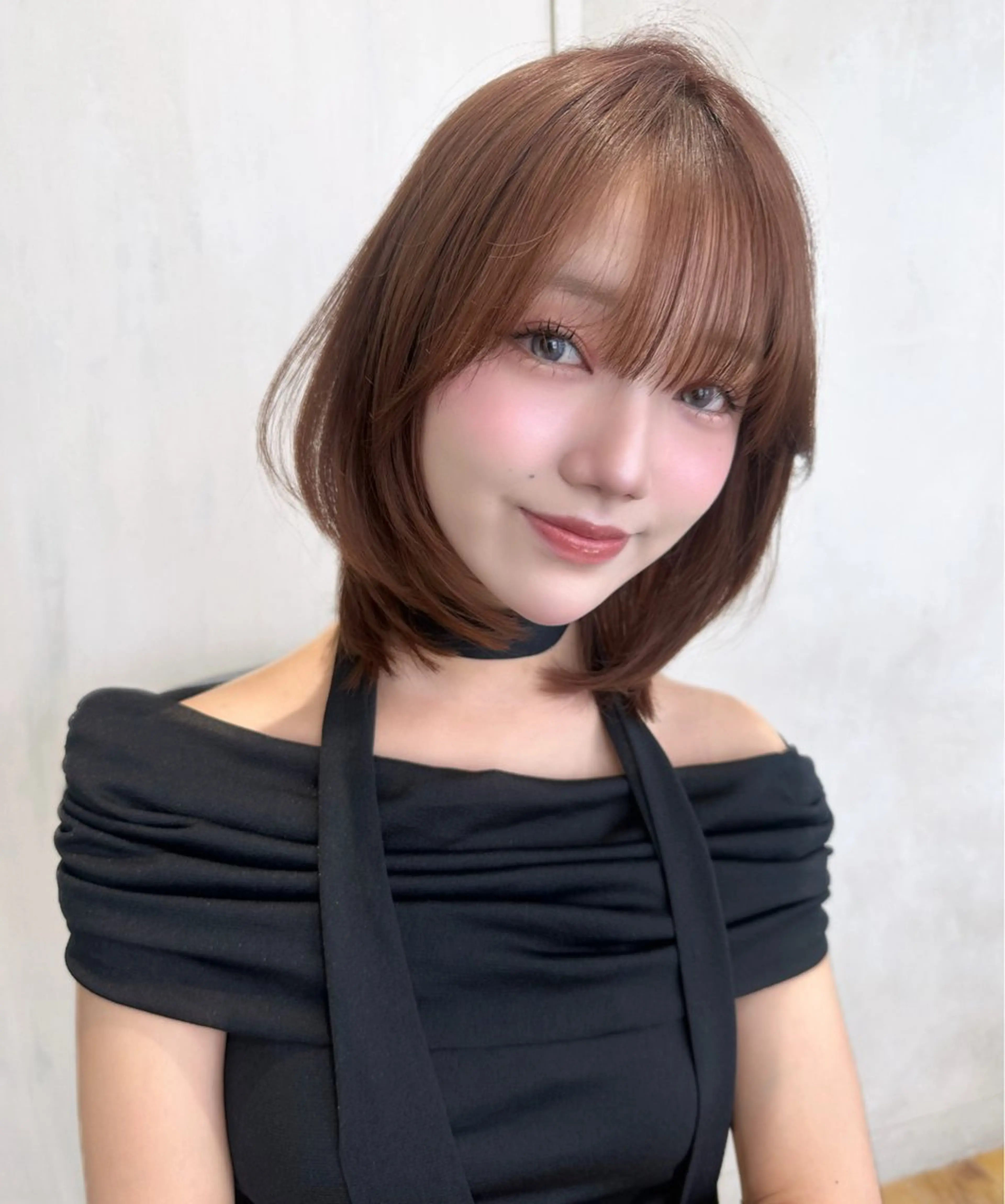 ミディアム カラー 透明感カラー 顔周りカット 韓国風ヘア レイヤーカット 小顔カット カット 韓国くびれヘア 顔まわり新宿/さやかのヘアスタイル