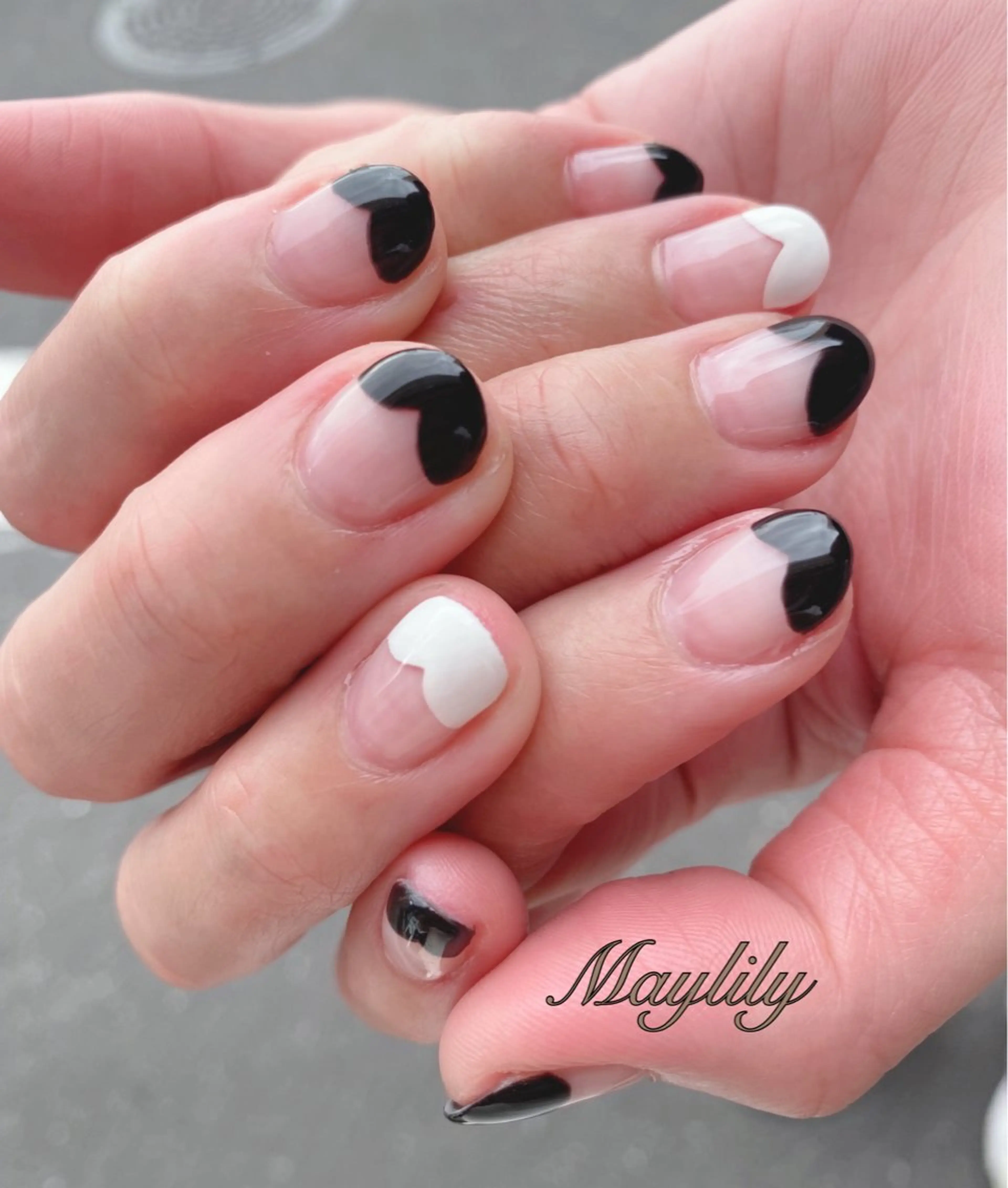 ネイル フレンチネイル ハート 持ち込み ハンドネイル Nail salon Maylilyのネイルデザイン