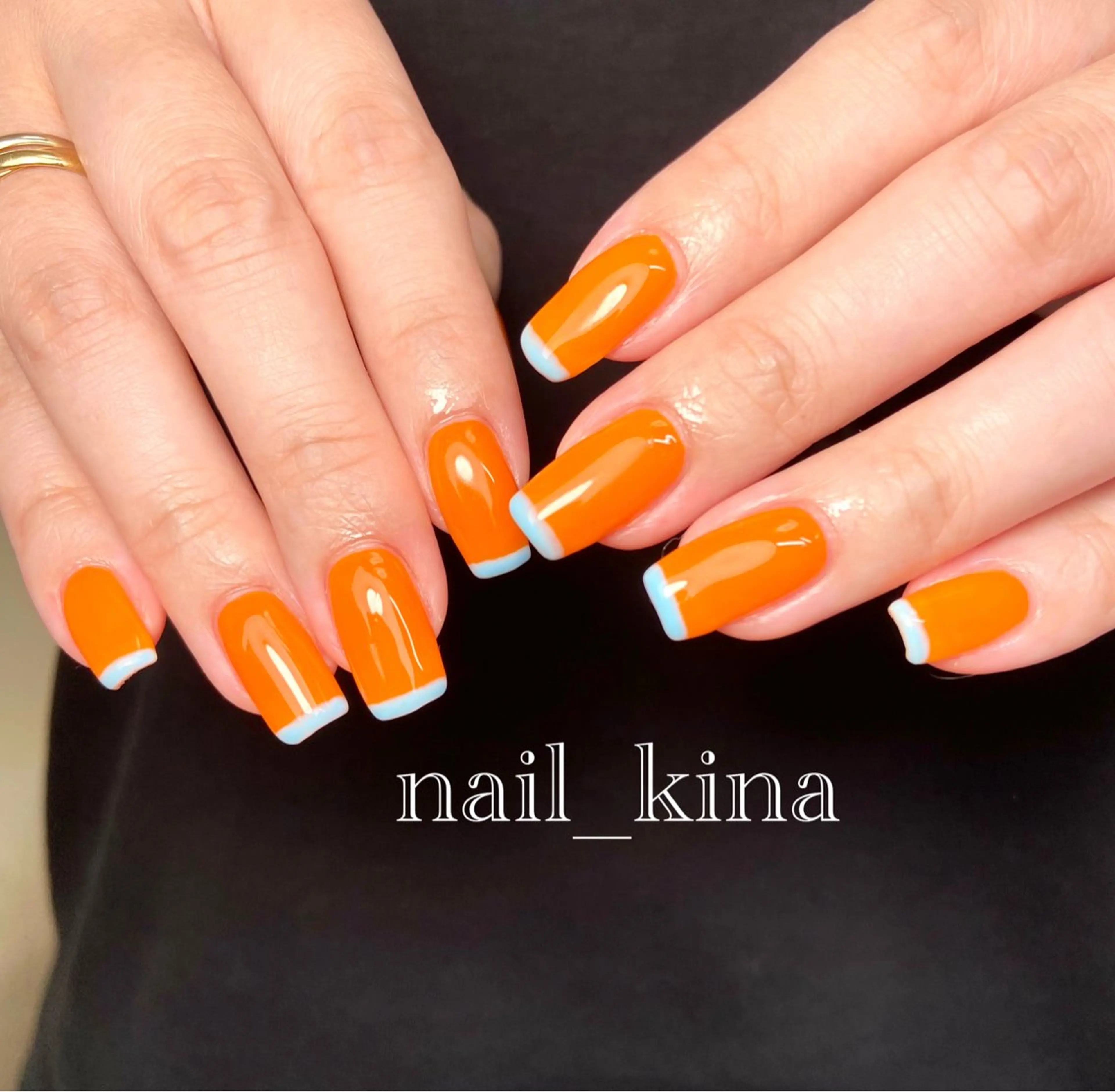 ネイル フレンチネイル オレンジ 夏ネイル nail_ kinaのネイルデザイン