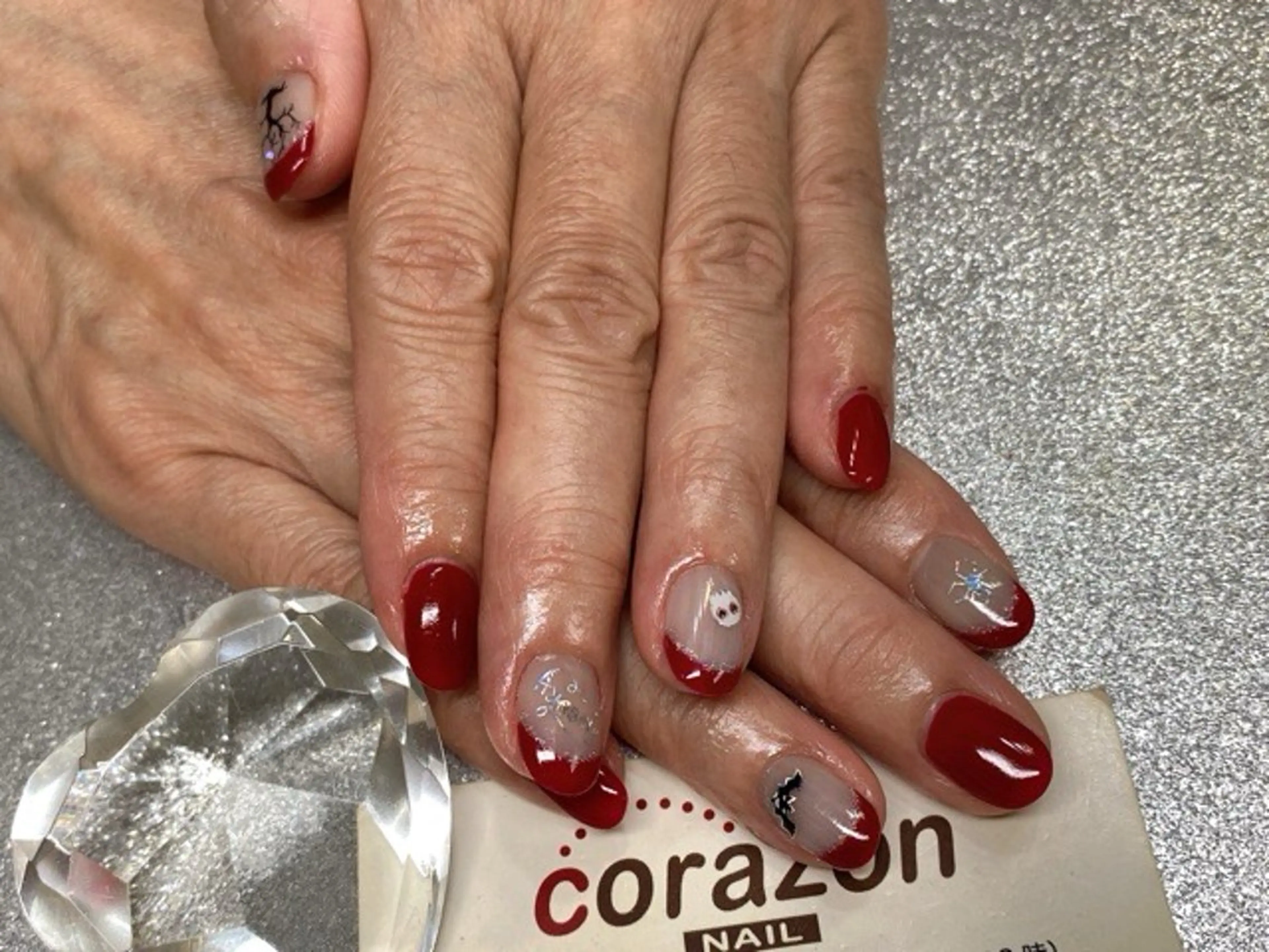 ネイル ボルドー フレンチネイル ハロウィン ワンカラーネイル ネイリスト aicoのネイルデザイン