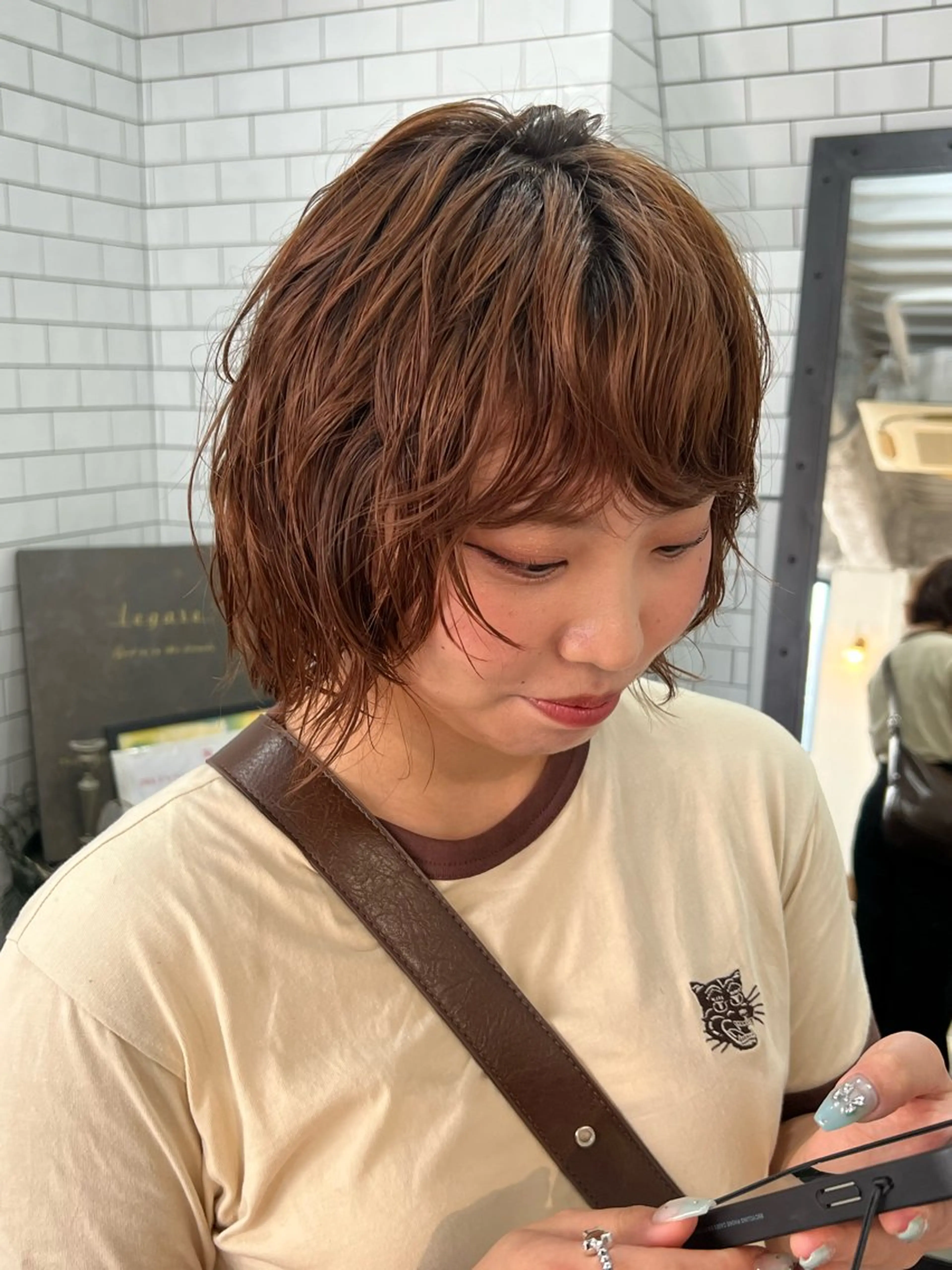 ショート カット パーマ 紙屋町ショート /ボブ　パーマ河内蓮のヘアスタイル