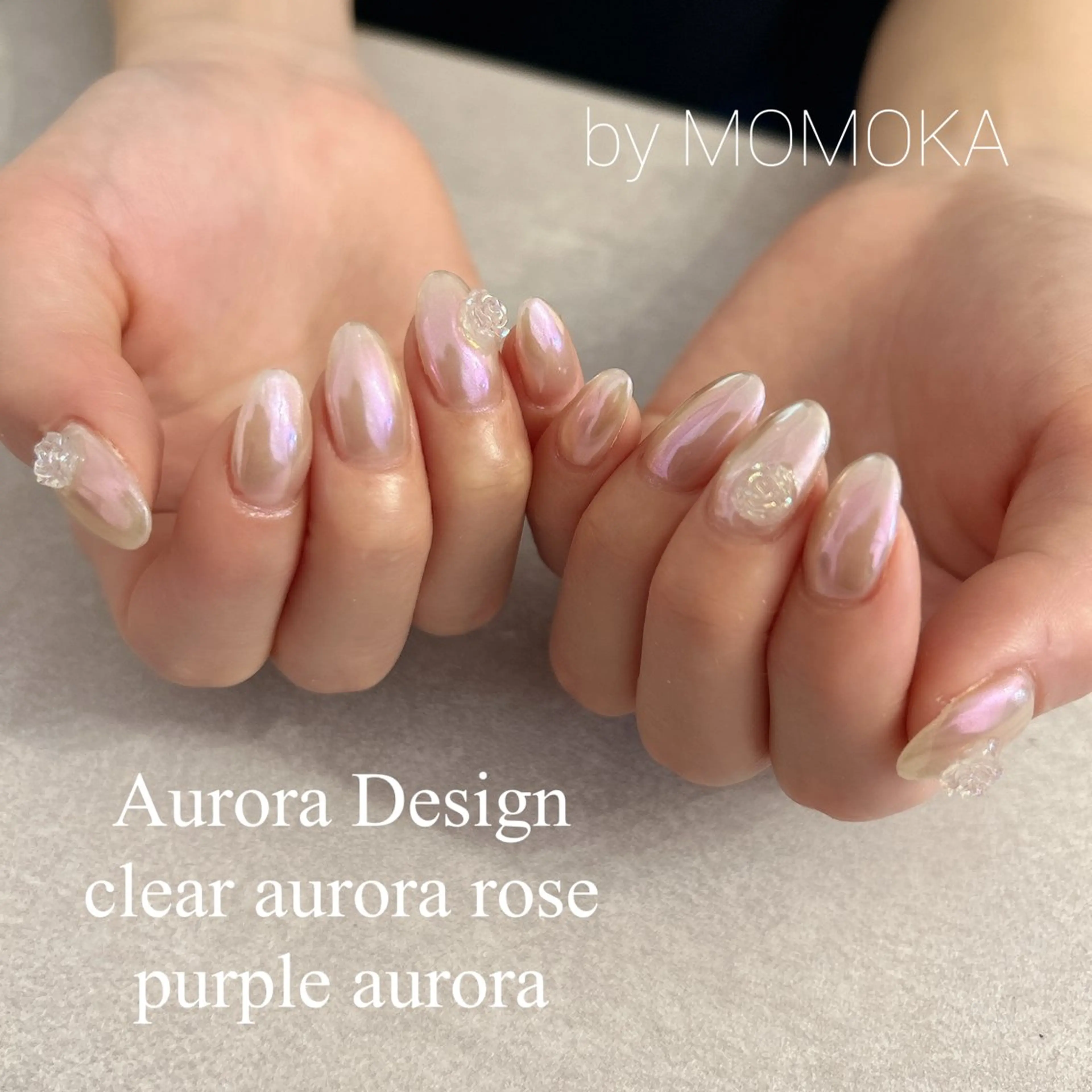 ネイル オーロラネイル ピンク ハンドネイル momoka_nails所属・Momo nailsalonのネイルデザイン
