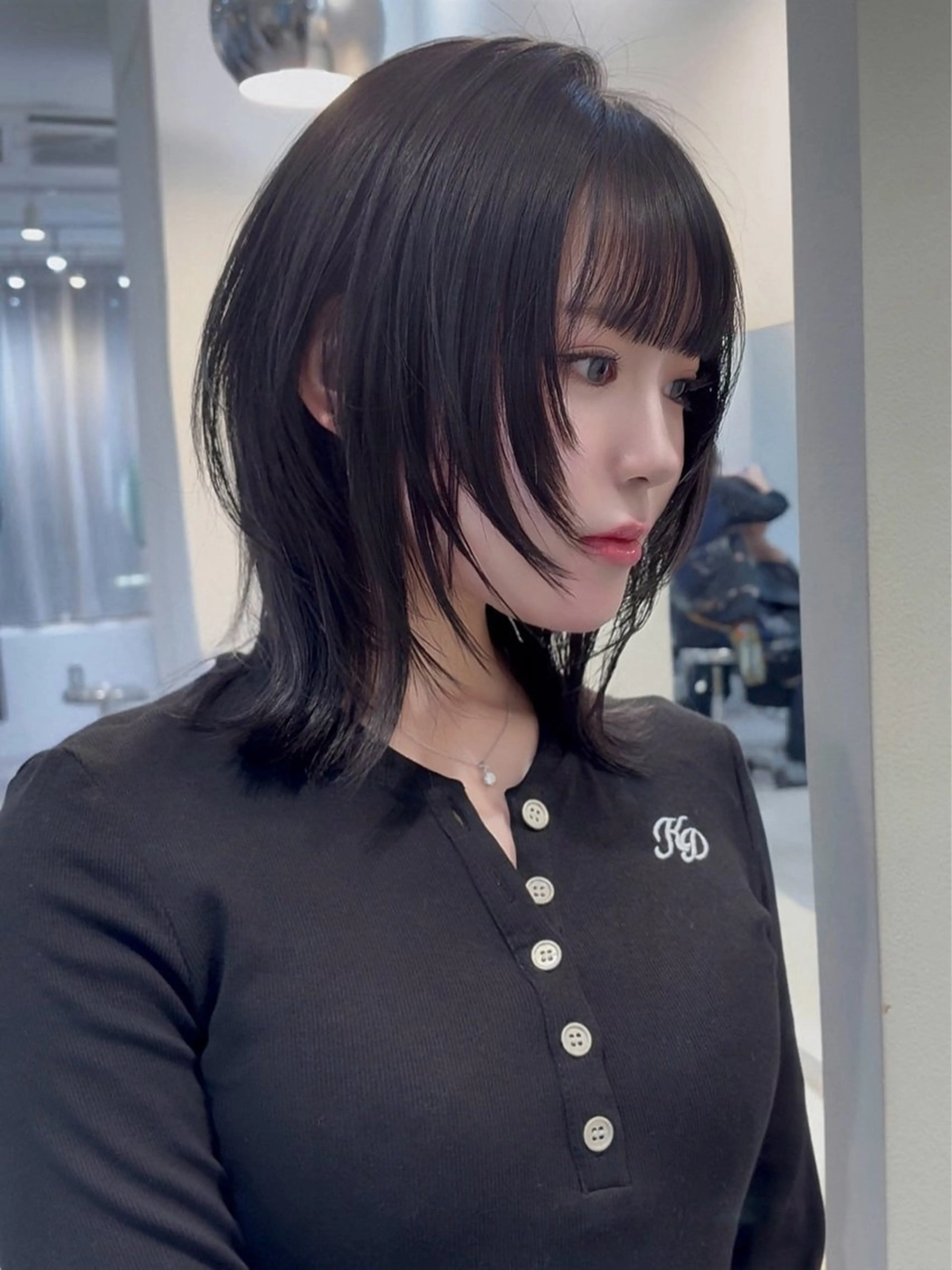 ミディアム カラー ヘアアレンジ ミディアムレイヤー くびれヘア 顔周りカット 韓国風ヘア レイヤーカット カット トリートメント Mion /CODE.のヘアスタイル