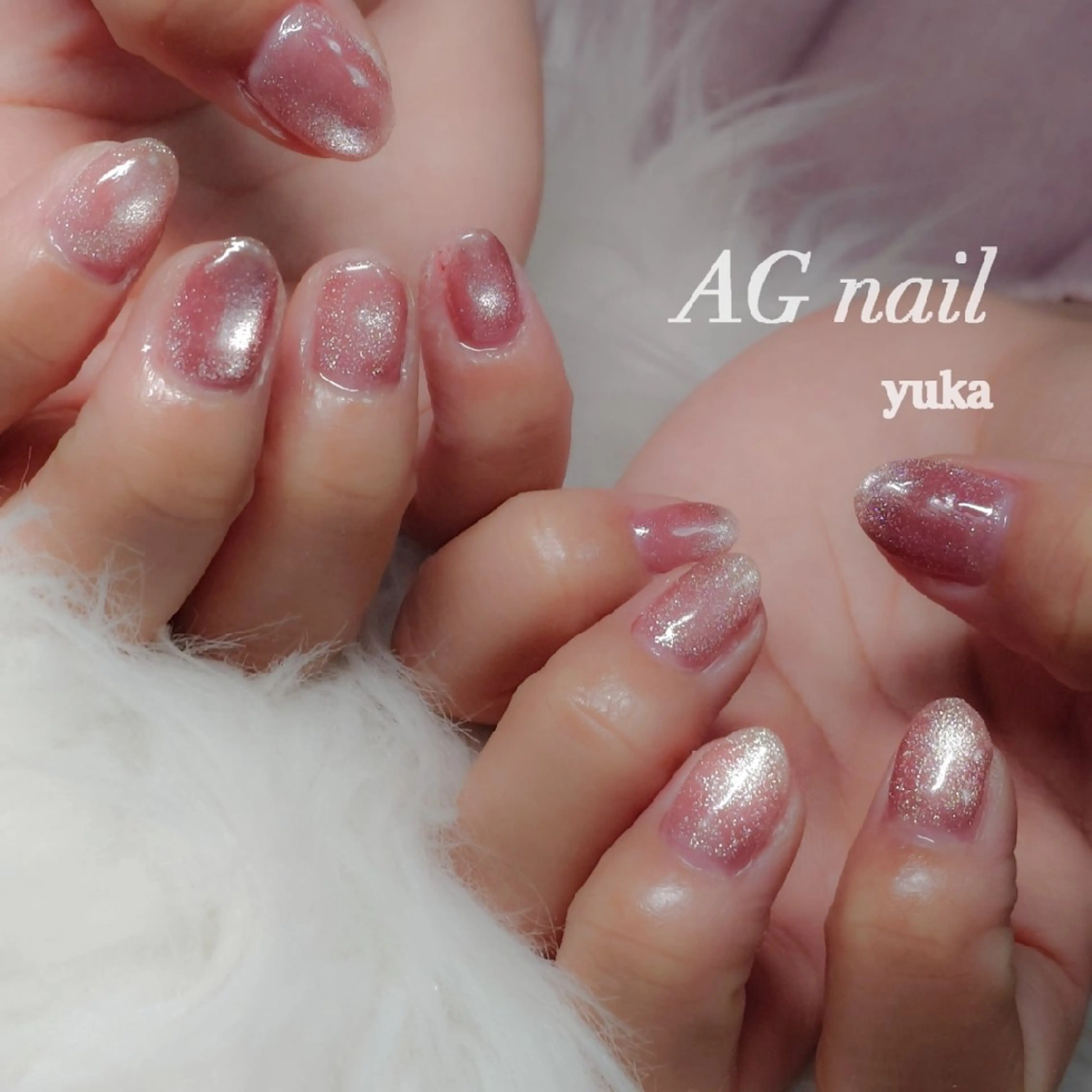 ネイル キラキラネイル 水色 マグネットネイル マグネットワンカラー ワンカラーネイル ハンドネイル AGnail 富永  /オフ込みフィルインのネイルデザイン