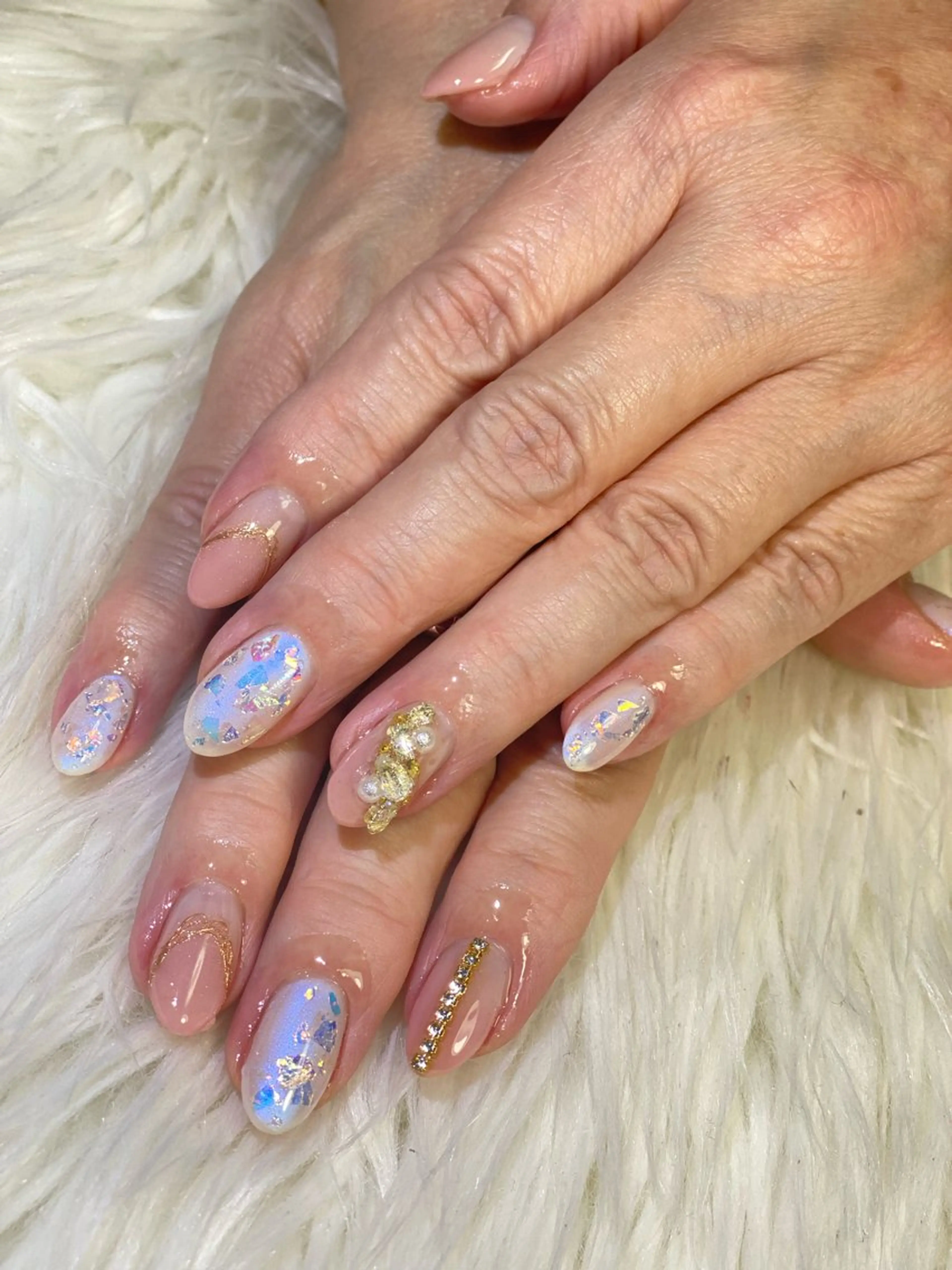 ネイル オーロラネイル ストーンネイル Esthetic Will所属・will 有希のネイルデザイン