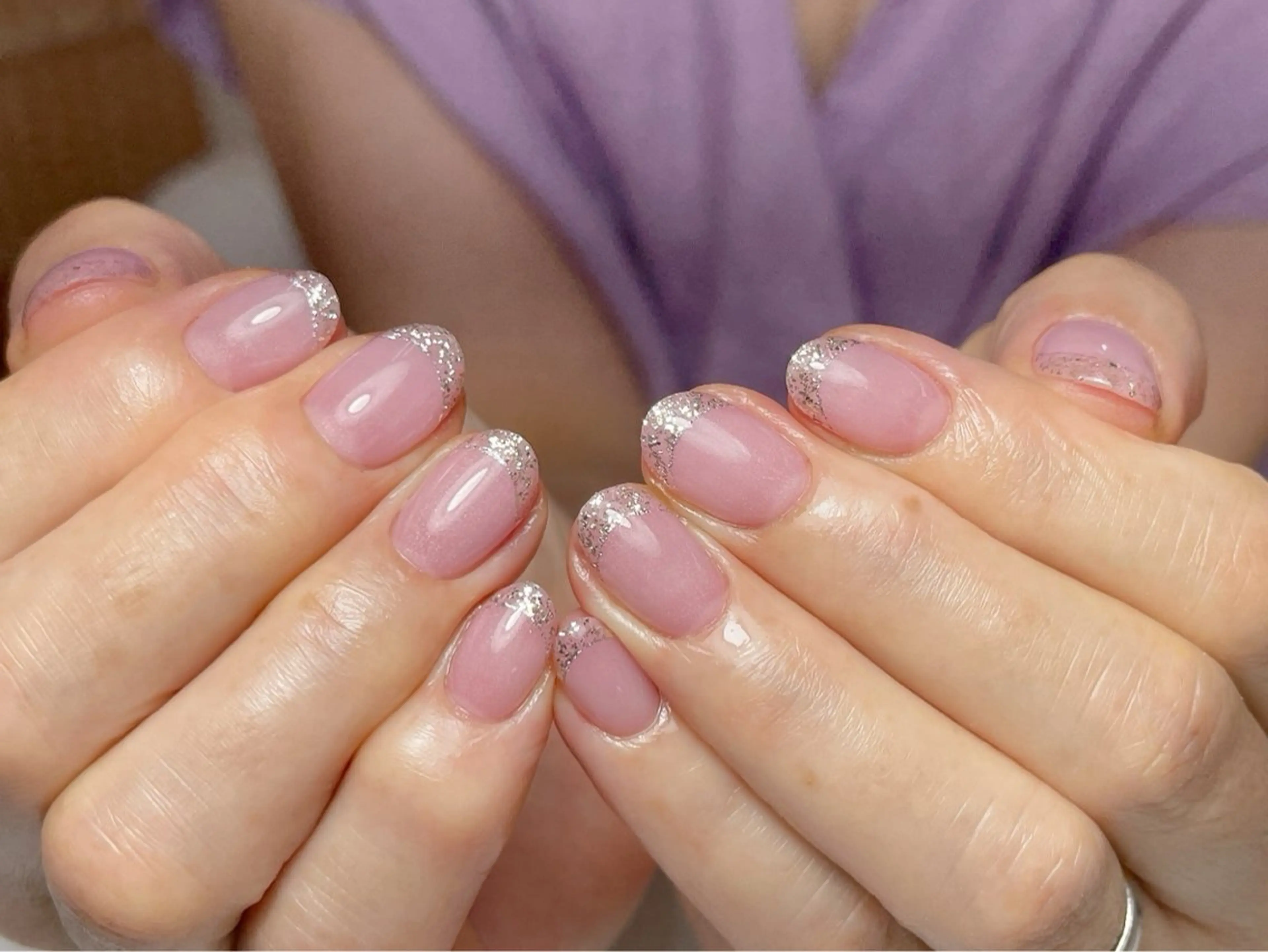 ネイル フレンチネイル ラメ(グリッター) nail room anのネイルデザイン