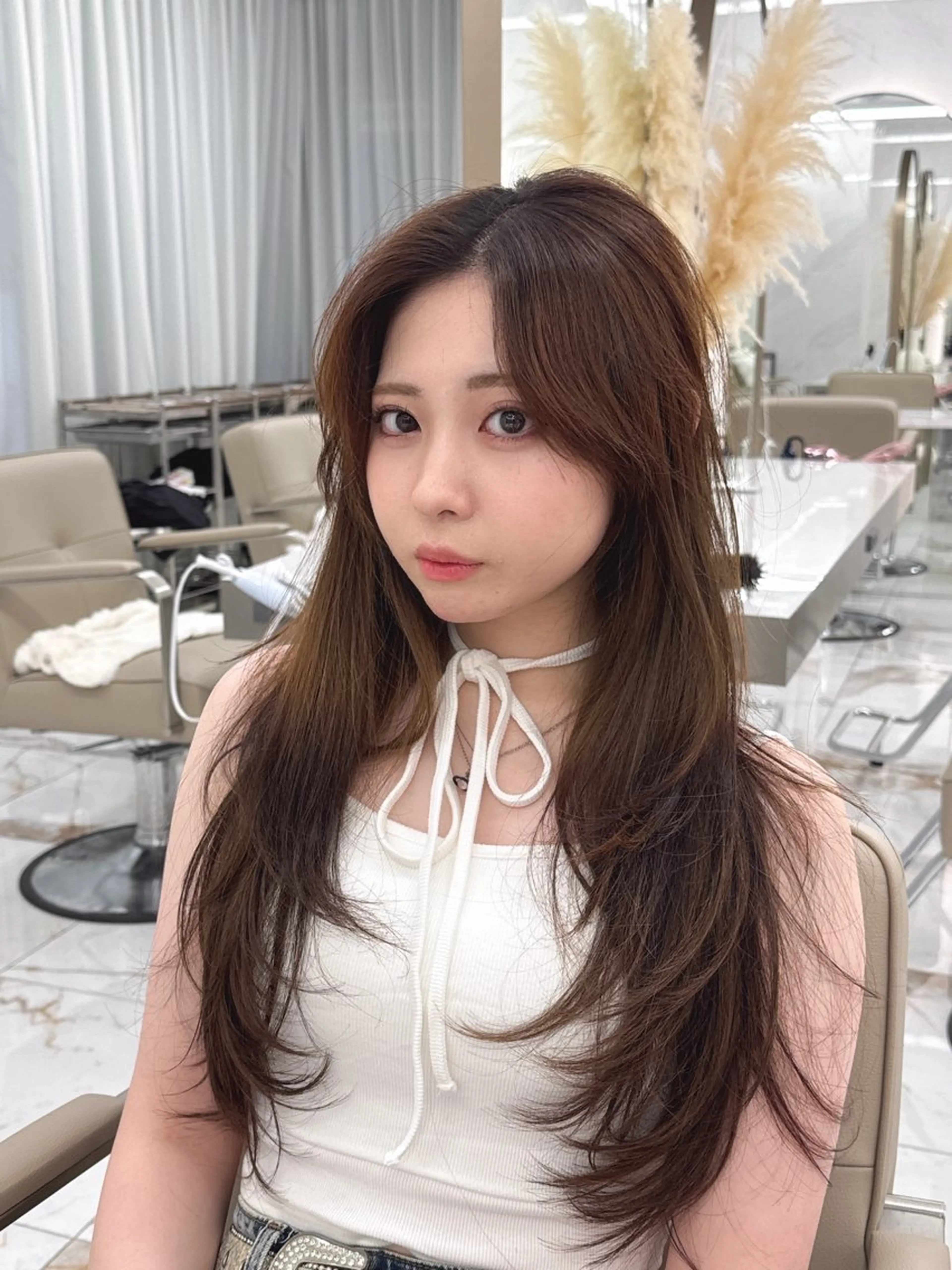 ロング のり🐼顔まわり/ 韓国/レイヤーカットのヘアスタイル