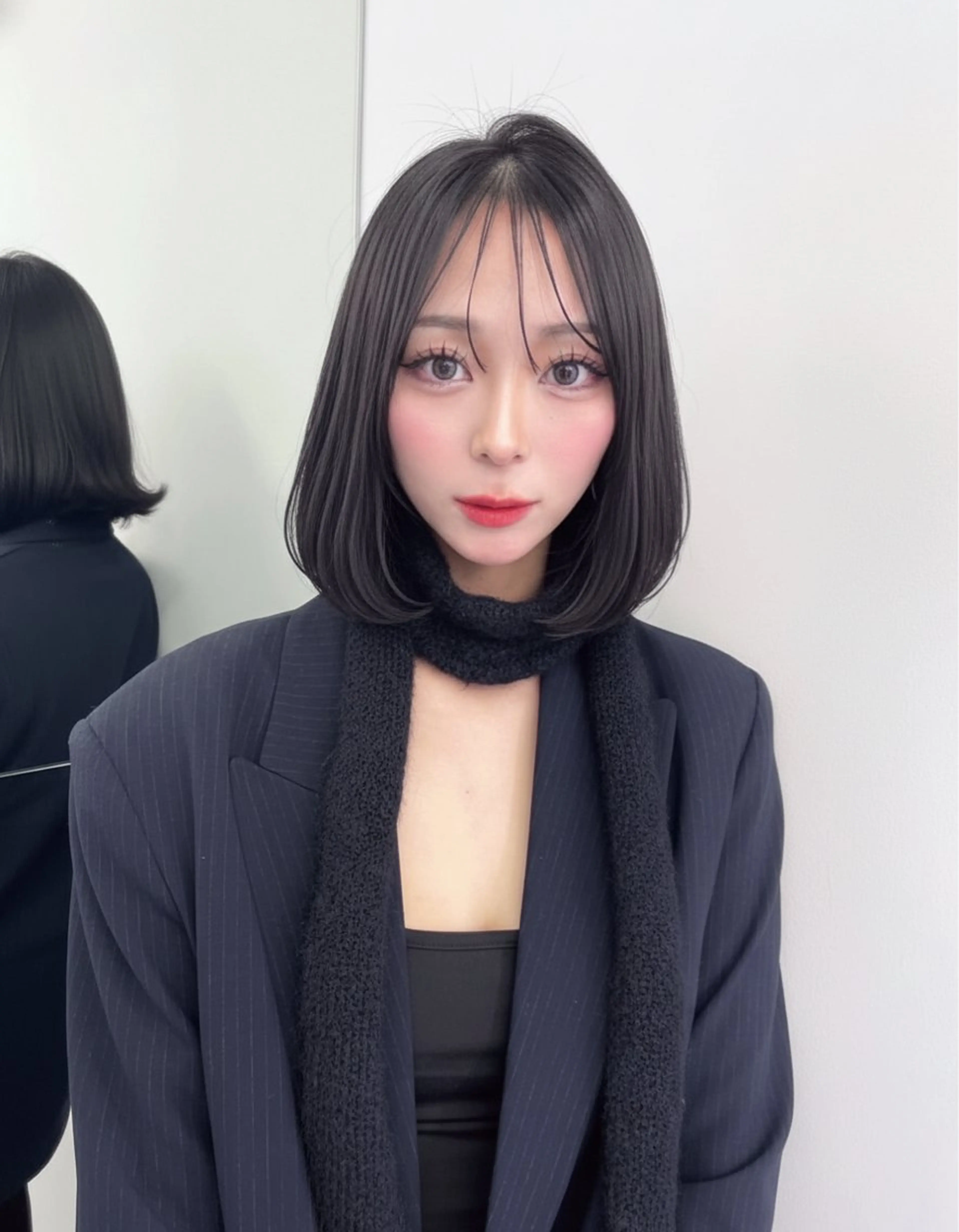 ミディアム カラー カット ヘアカラー トリートメント レイヤー/髪質改善 /透け感カラー/艶髪のヘアスタイル