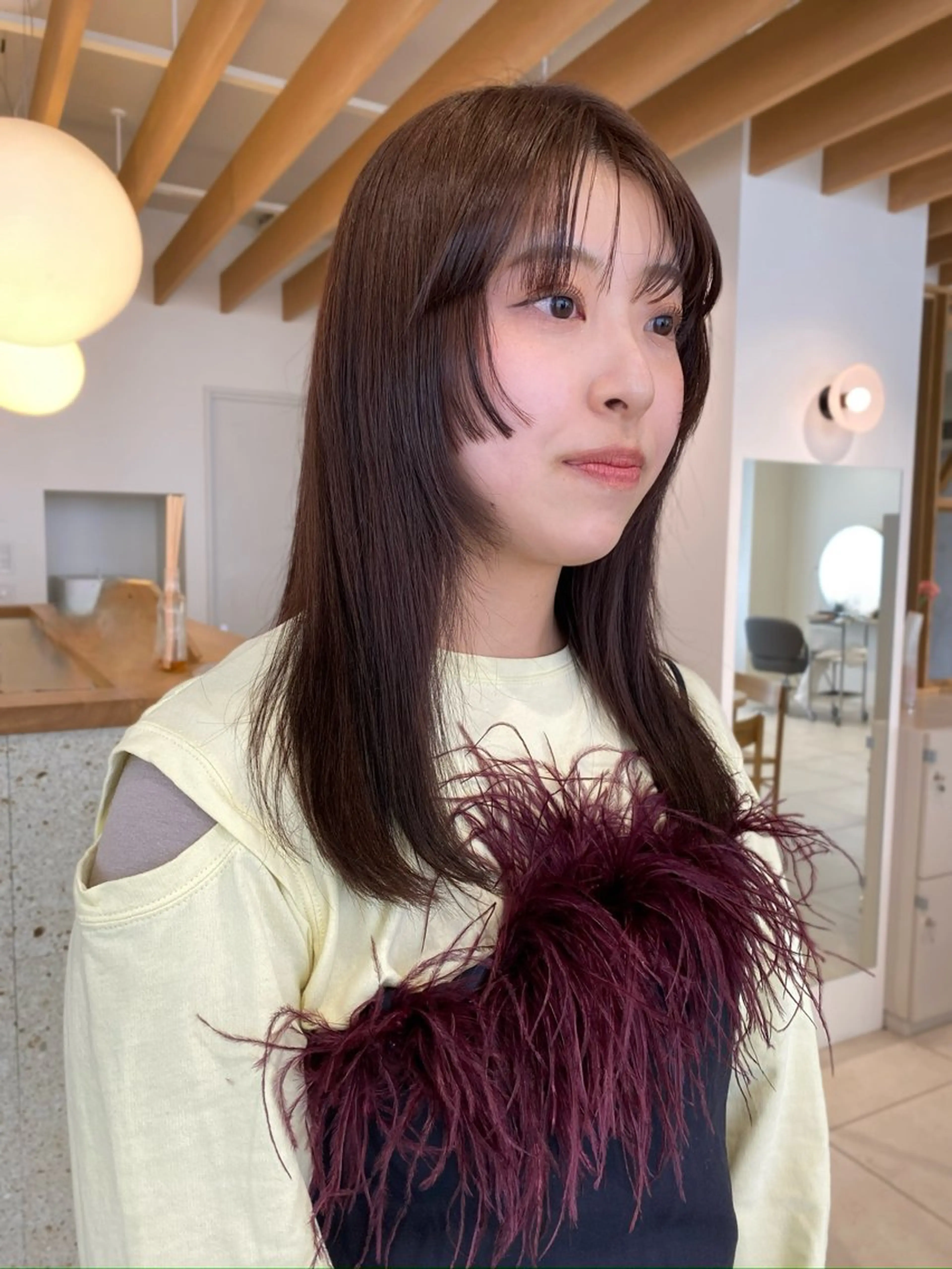 セミロング カラー ブラウンカラー モカブラウン 似合わせカットカラー りおなのヘアスタイル