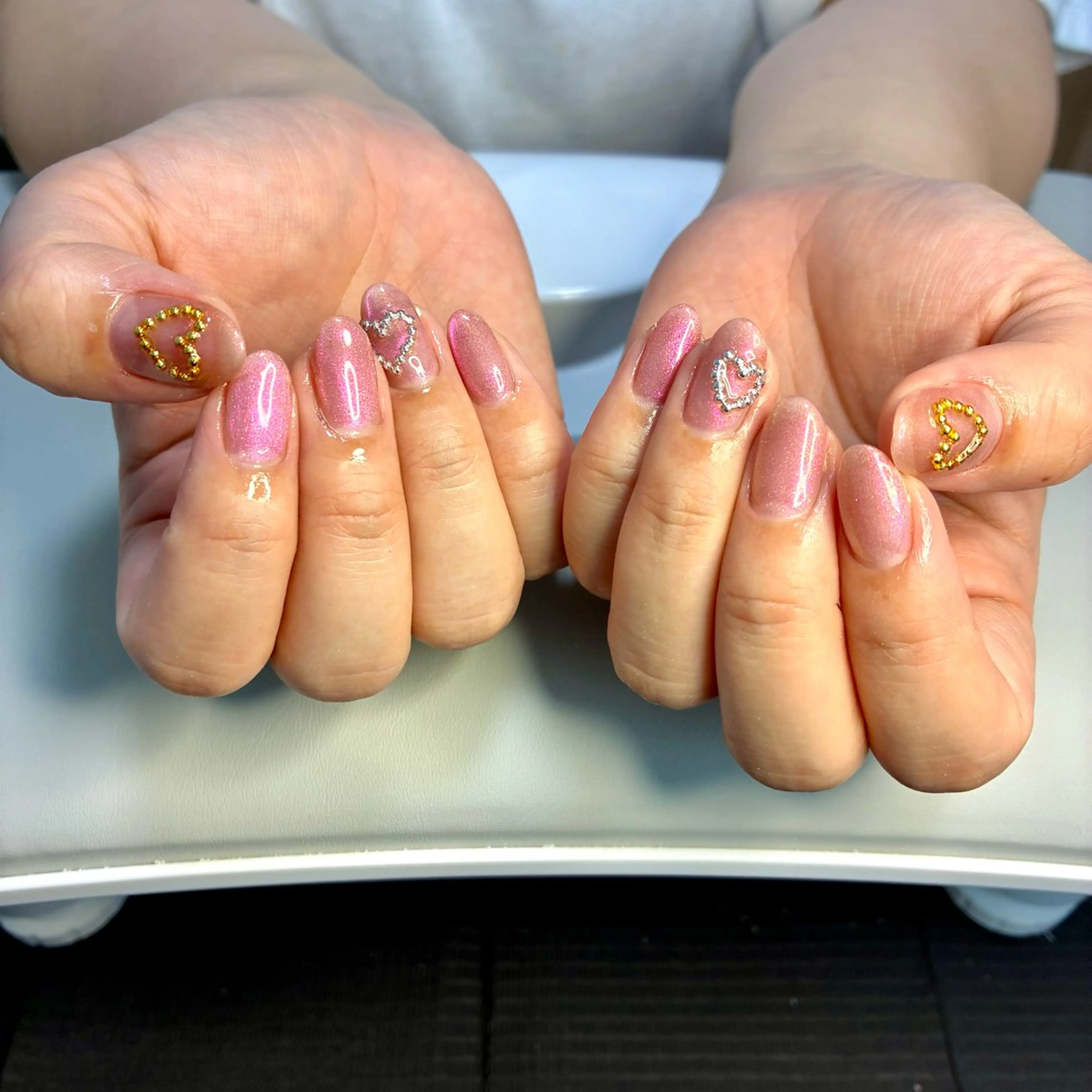 ネイル アートネイル ハート ピンク Non-nail ひとみのネイルデザイン