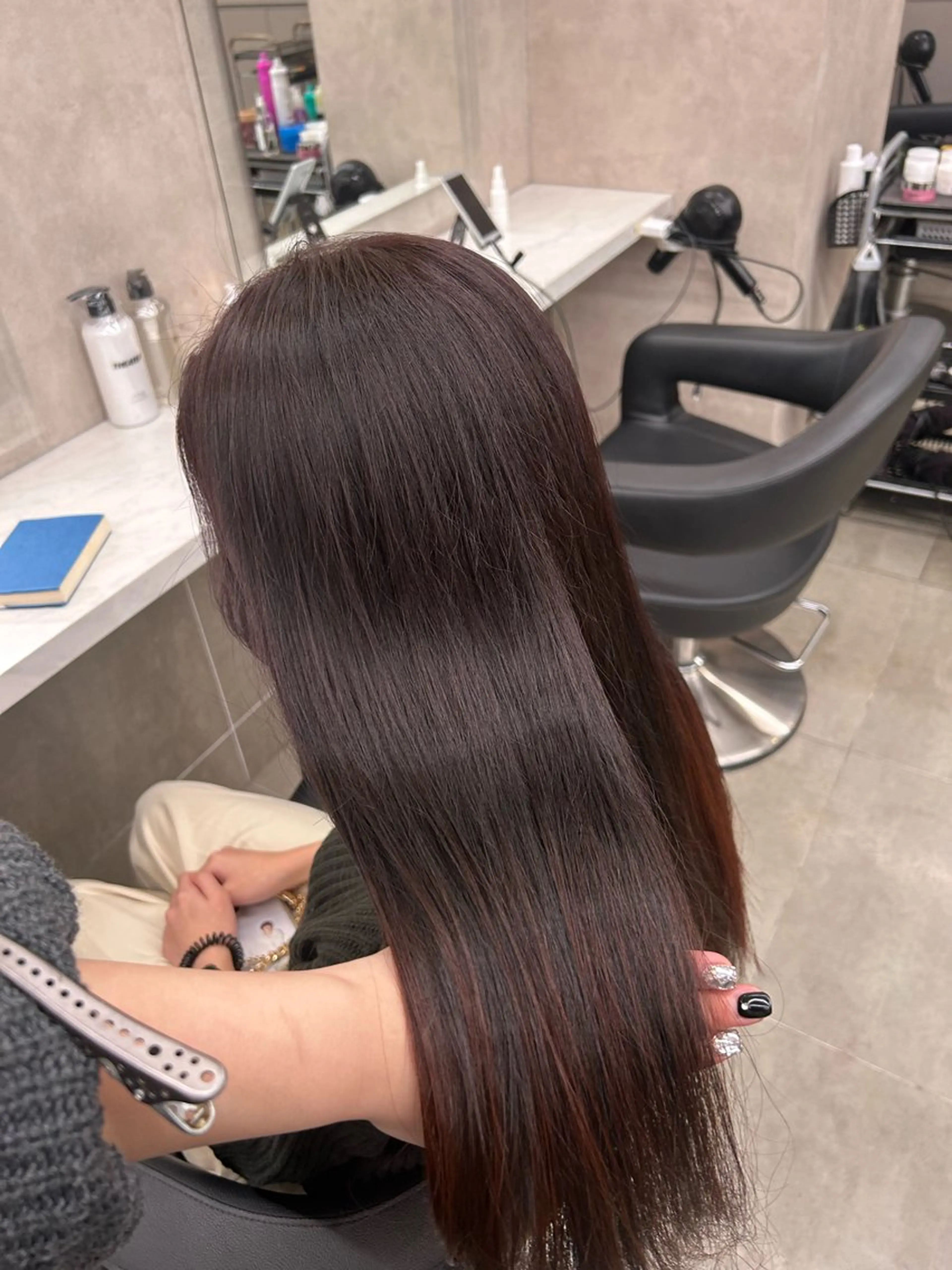 ロング カラー パーマ ヘアアレンジ メンズ キッズ ブリーチなしカラー/ ブラウン/レイヤーのヘアスタイル