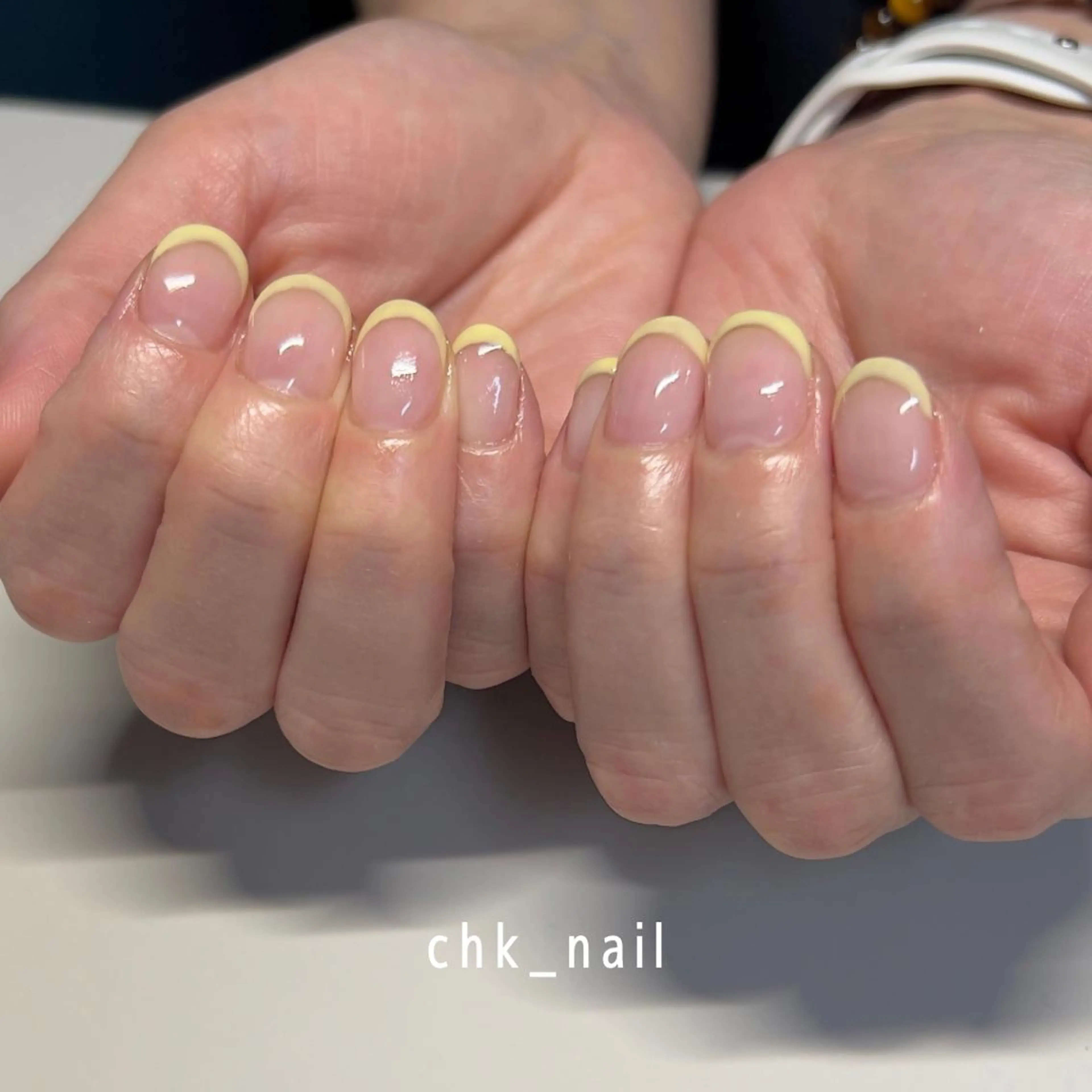 ネイル フレンチネイル 黄色 takahashi chikaのネイルデザイン