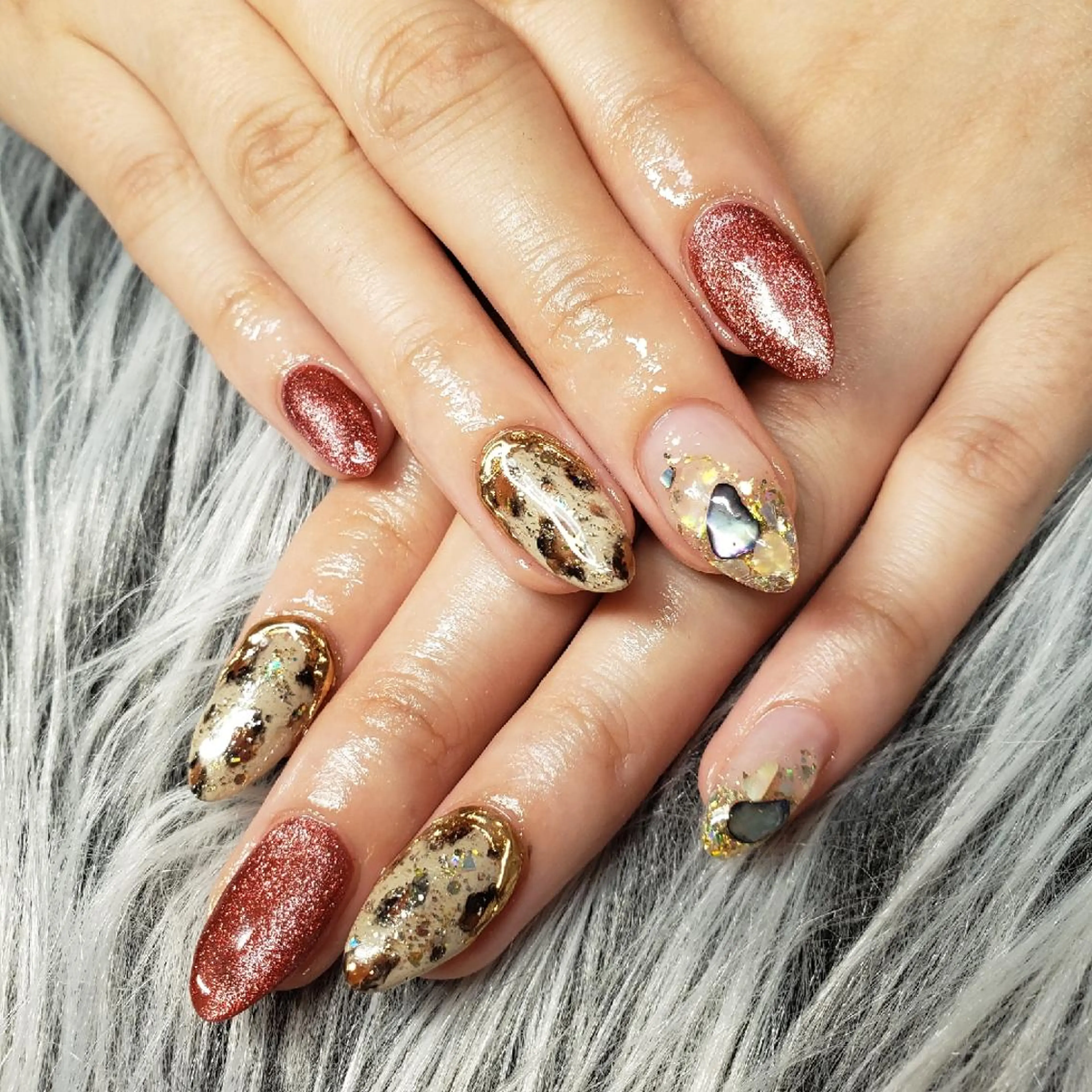 ネイル アニマル柄 赤色 冬ネイル Nail salon Coco【溝の口駅】のネイルデザイン