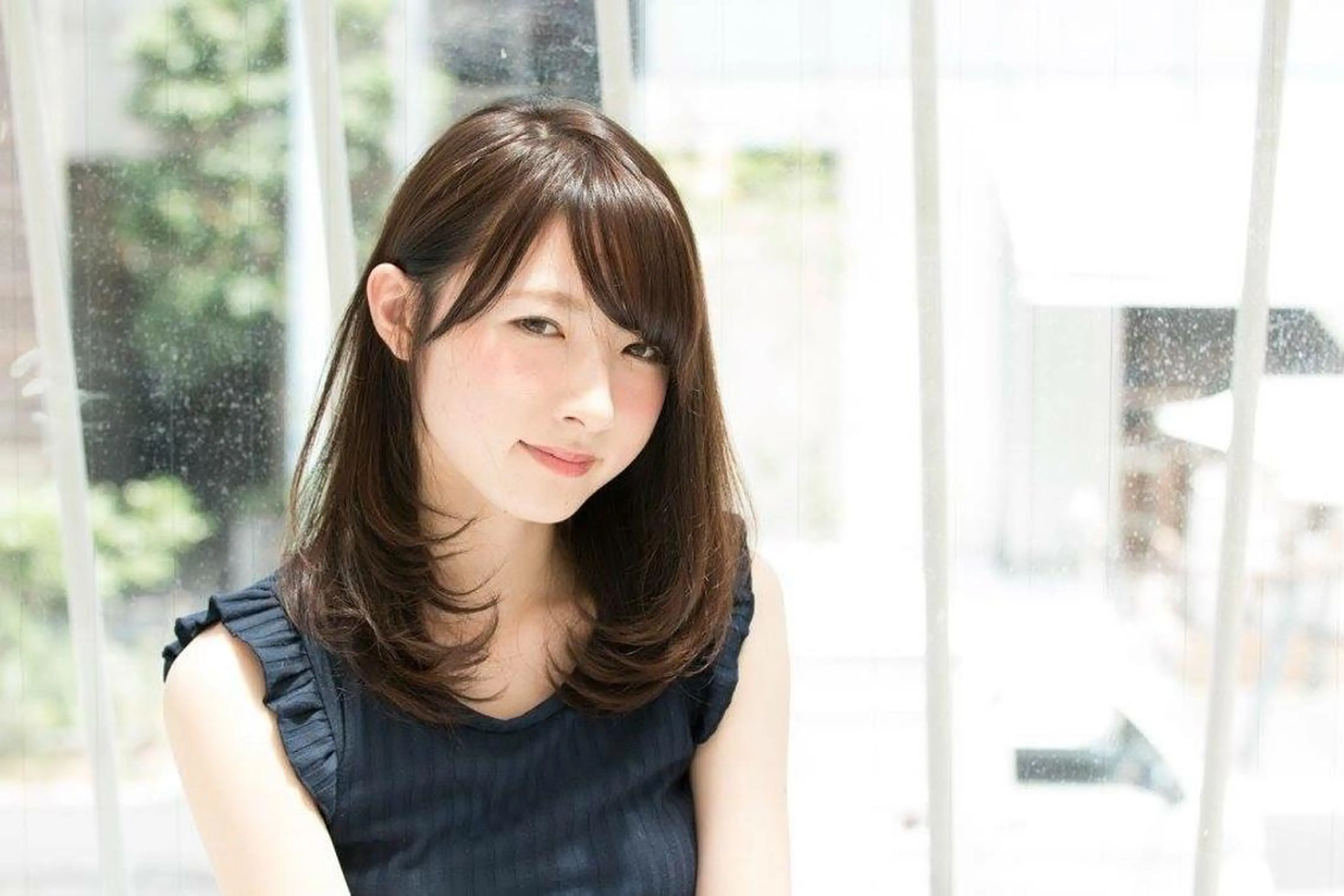 ミディアム セミロング ロング カラー パーマ 内藤 達也のヘアスタイル