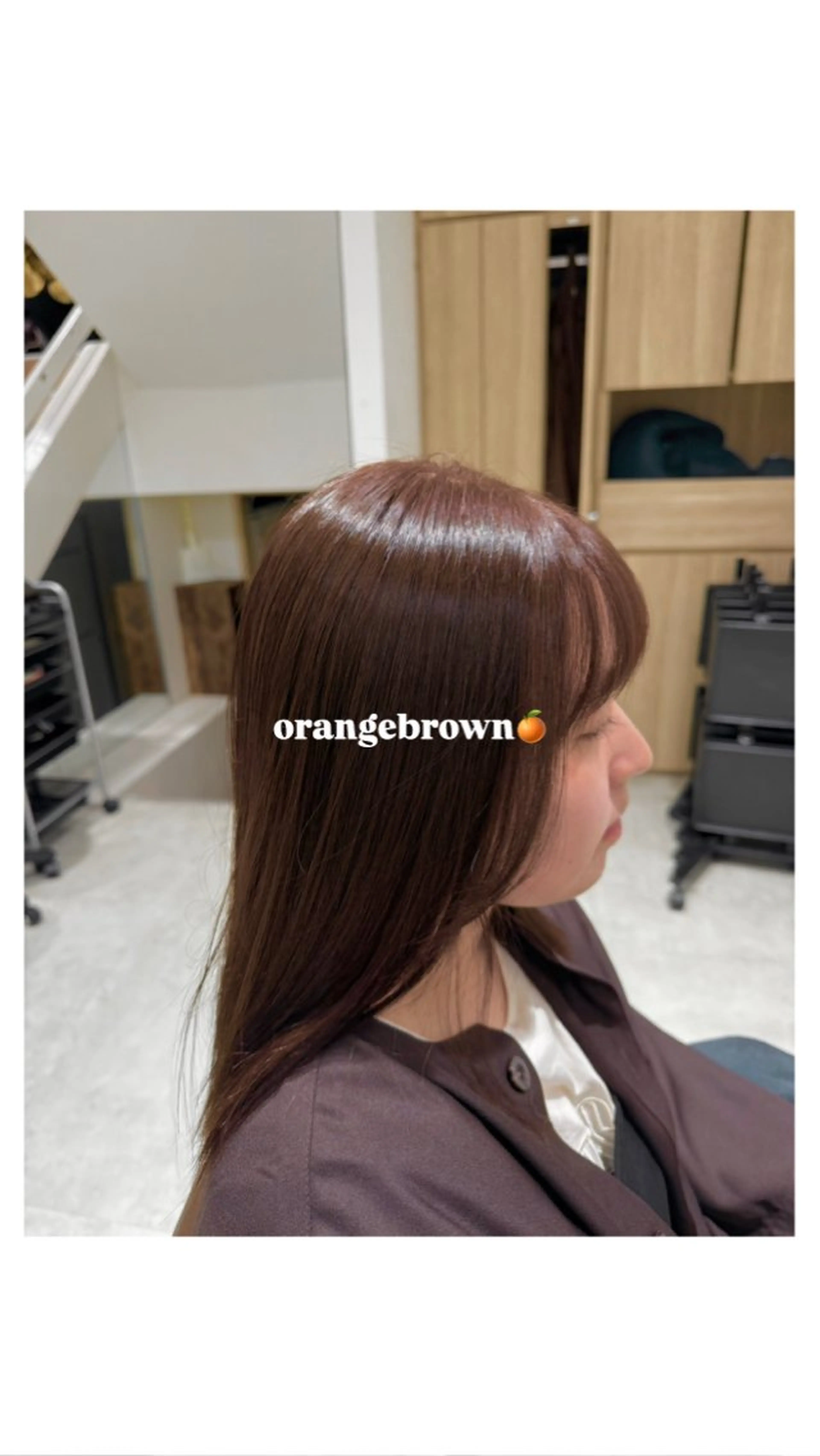 ミディアム カラー ブリーチ ブラウンカラー ブリーチなしカラー オレンジ オレンジブラウン 似合わせカラー☘️ akariのヘアスタイル