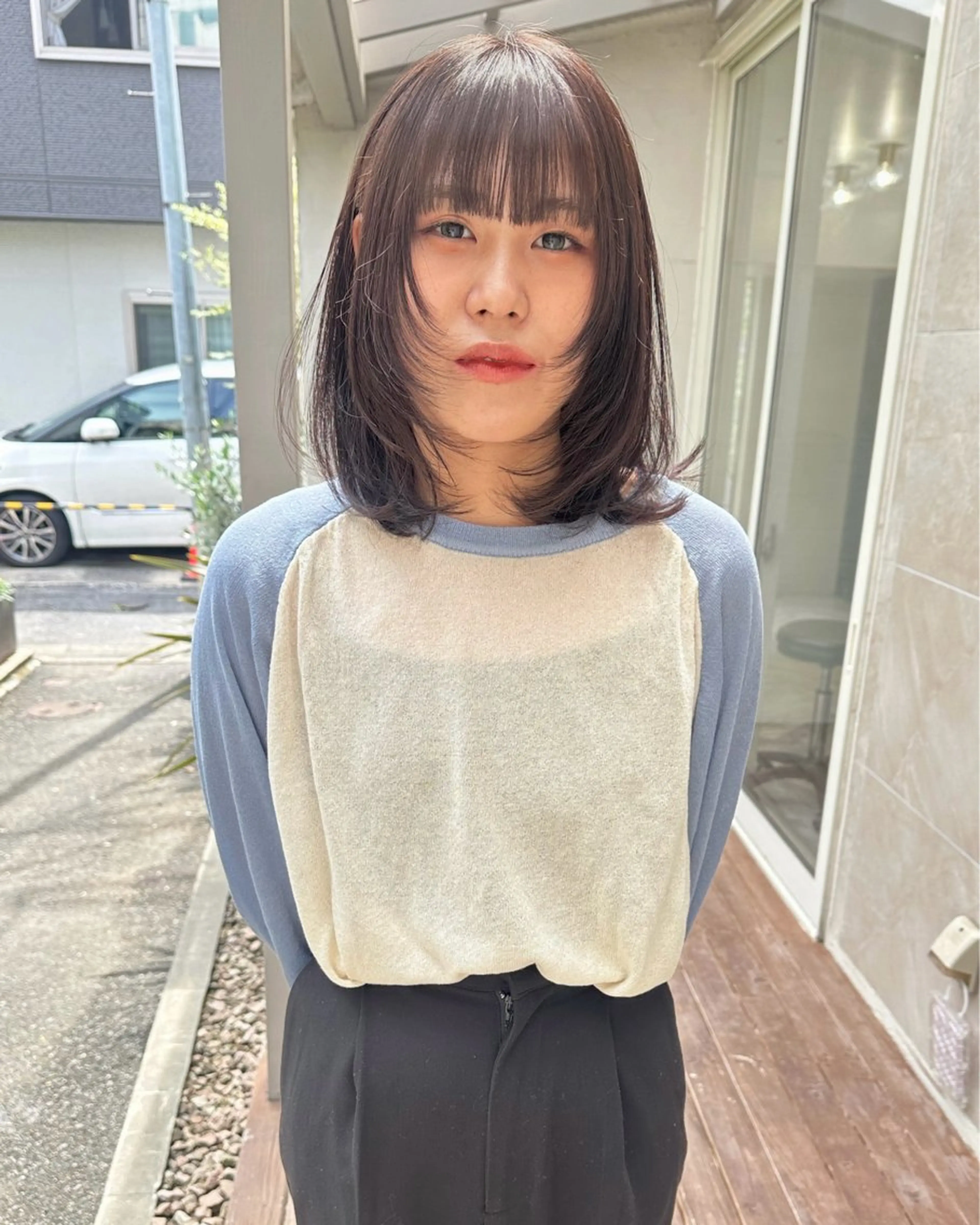 ミディアム カラー ミディアムレイヤー ラベンダーカラー 顔周りカット レイヤーカット カット ヘアカラー トリートメント レイヤーカット🪄 耳ツボ🎀Ayumiのヘアスタイル