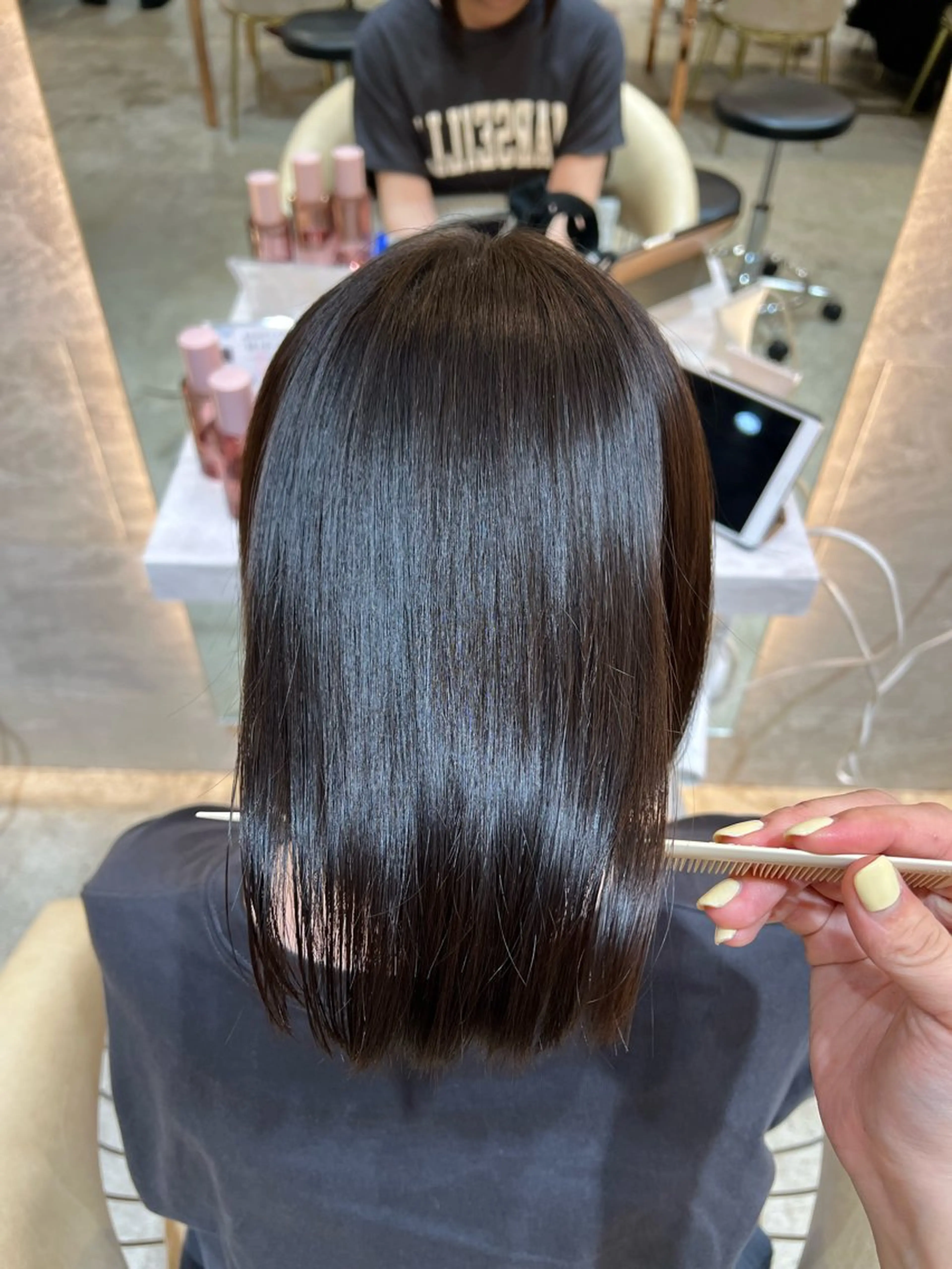 ショート カラー ボブ/巻ける縮毛矯正 /韓国レイヤーはなのヘアスタイル