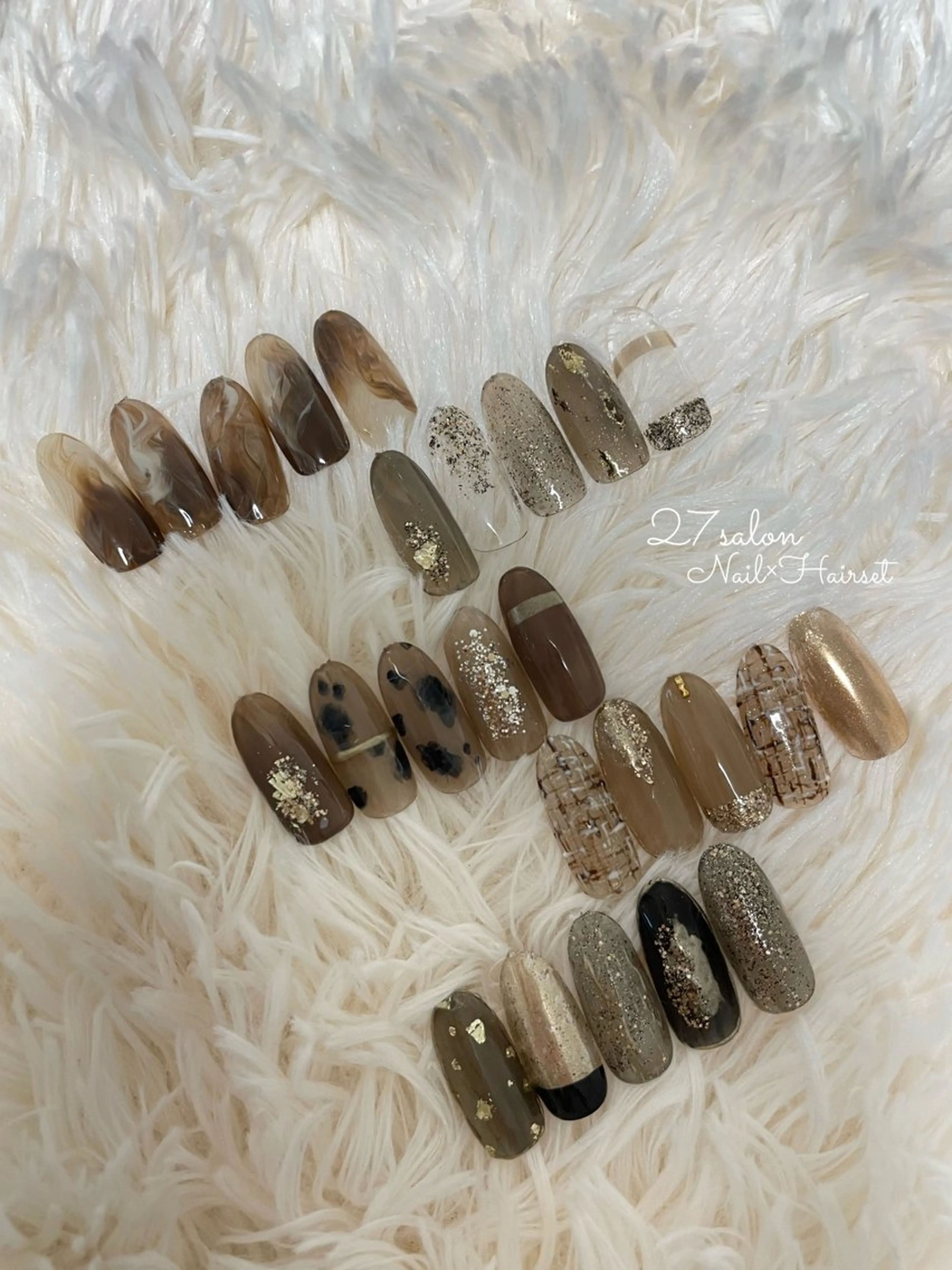 ネイル ドット ニュアンスネイル ツイードネイル 27salon yuinaのネイルデザイン