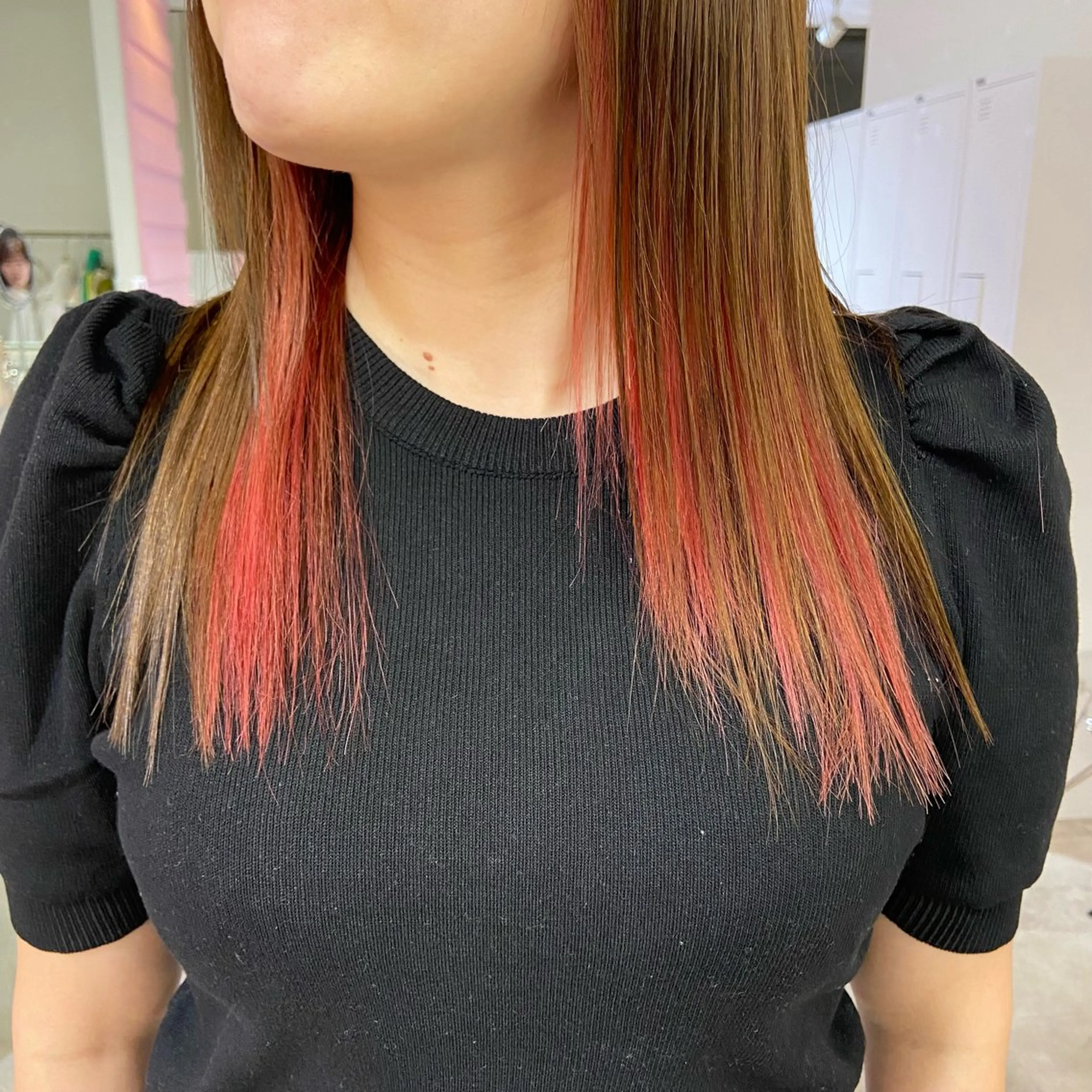 セミロング カラー デザインカラー インナーカラー レッドカラー 🌼似合わせのプロ 心斎橋/rena🌼のマツエク・マツパデザイン