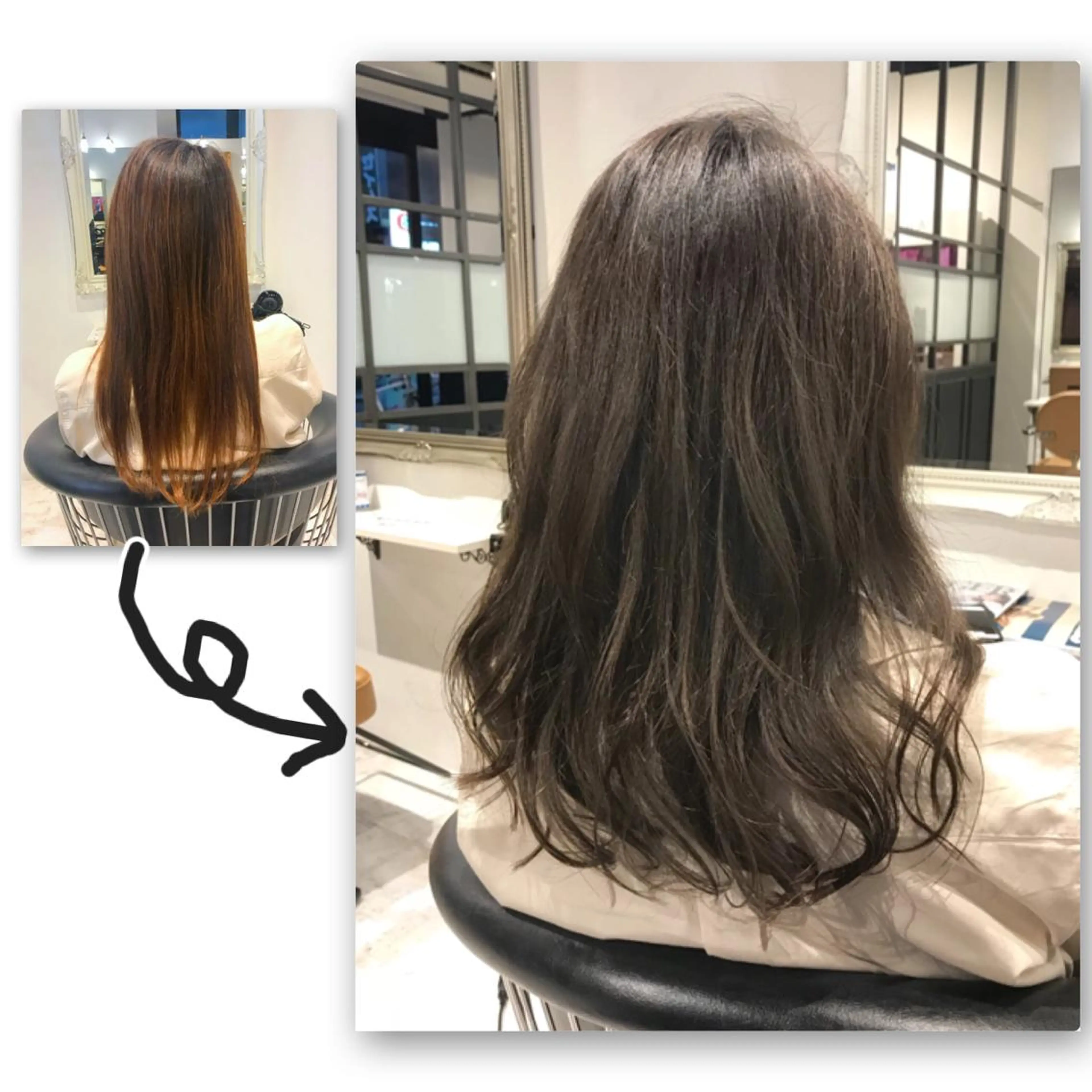 セミロング カラー パーマ アッシュ アッシュグレー アッシュグレージュ ブリーチ 透明感カラー 二児のパパで店長な 戸田健治のヘアスタイル